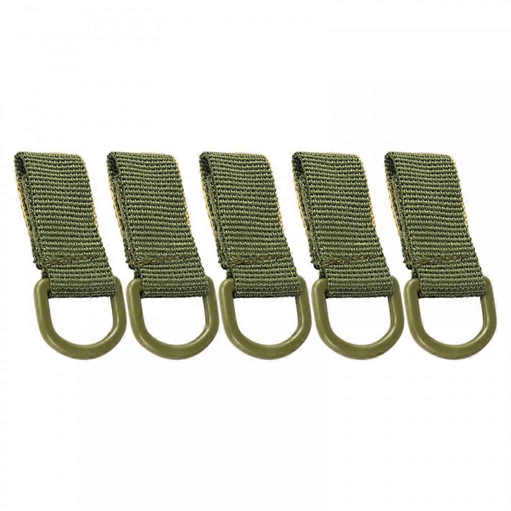 Tactical Molle D Type Key Ring Gear - Portable 5-Pack in Army Green for Water Bottles, Keys, and Small Items