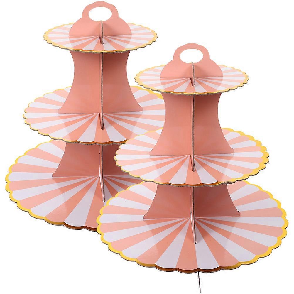Portable Dessert Stand Disposable Paper Dessert Stand Baby Shower Pink 3-Tier Luxury Design 2Set