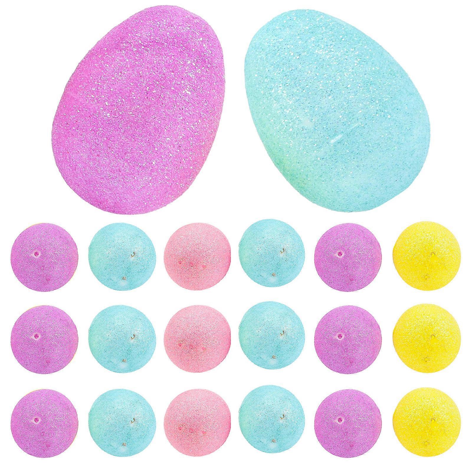 White Eggs To Decorate Home Eggs Ornaments Easter Party Assorted Color 6x4cm Play Eggs 30Pcs