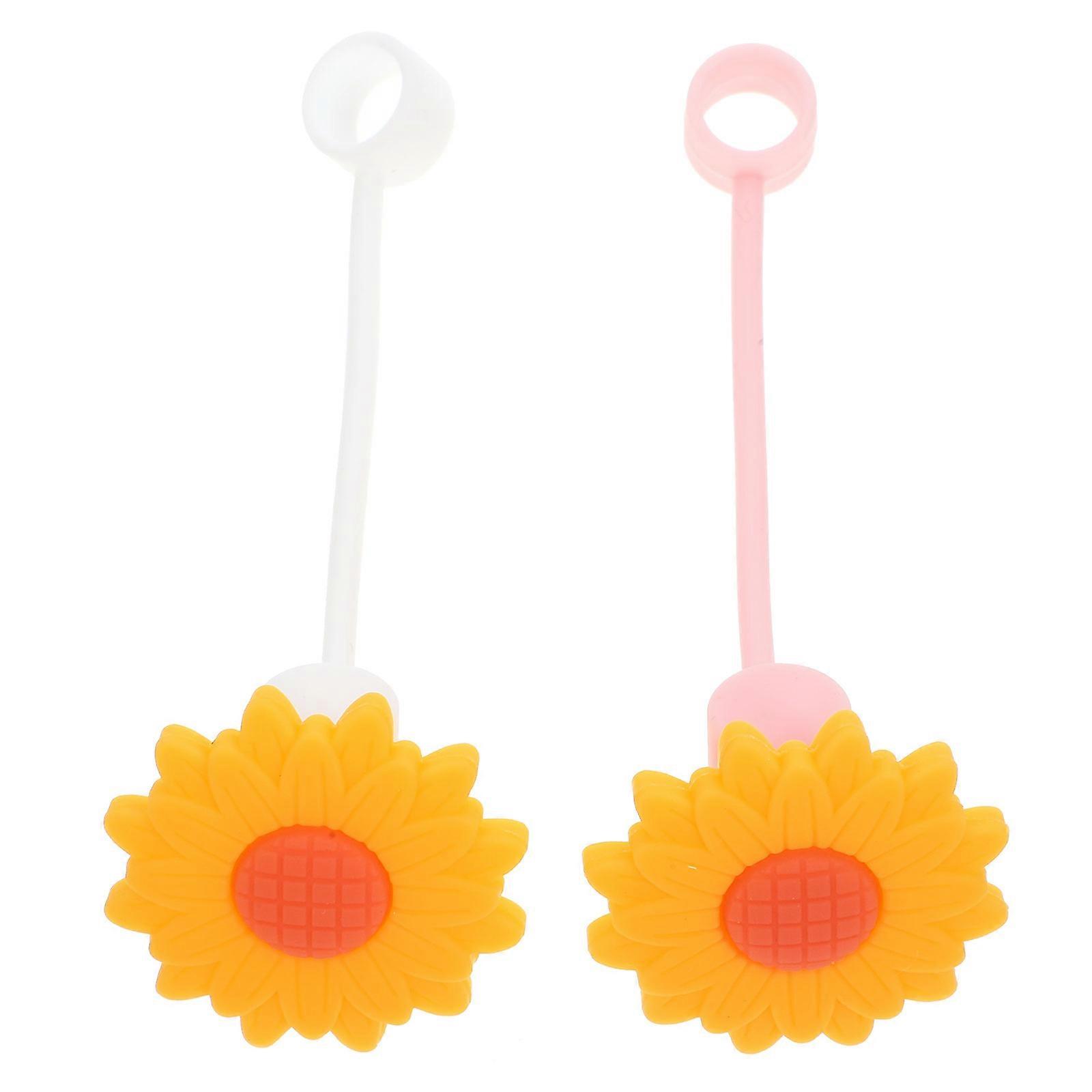 Straw Protector Silicone Tips Cover For Outdoor Picnic Reusable Cap 2Pcs Pink