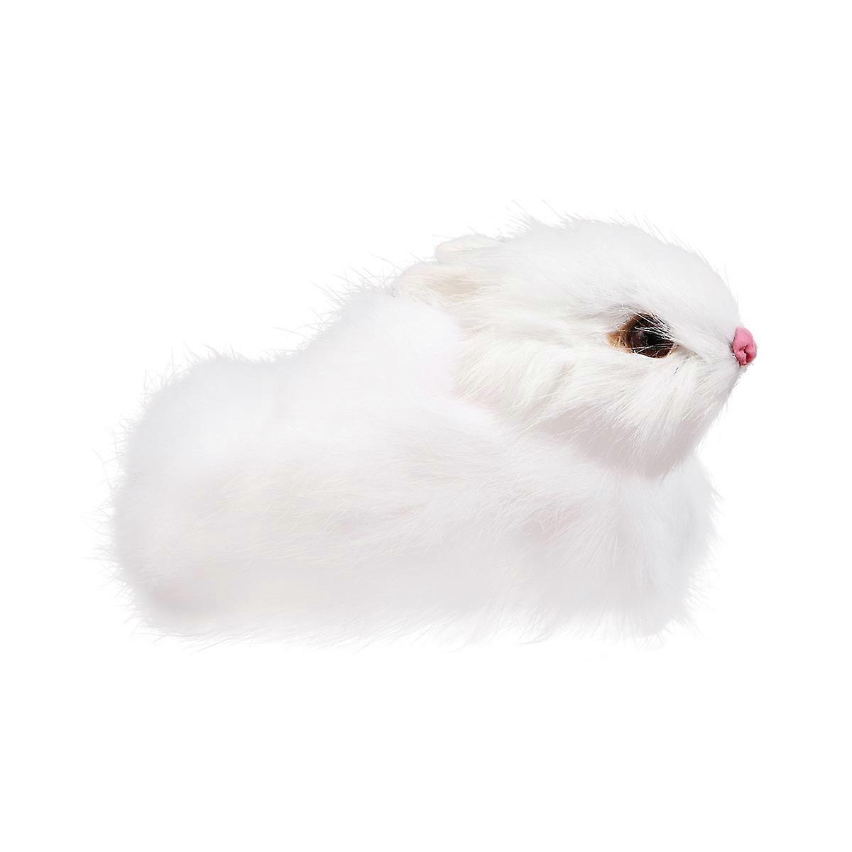 Simulation Animals Bunny Model Easter Party Miniature Bunnies Realistic Shape White 3.9X1.8X2.8in 1Pack