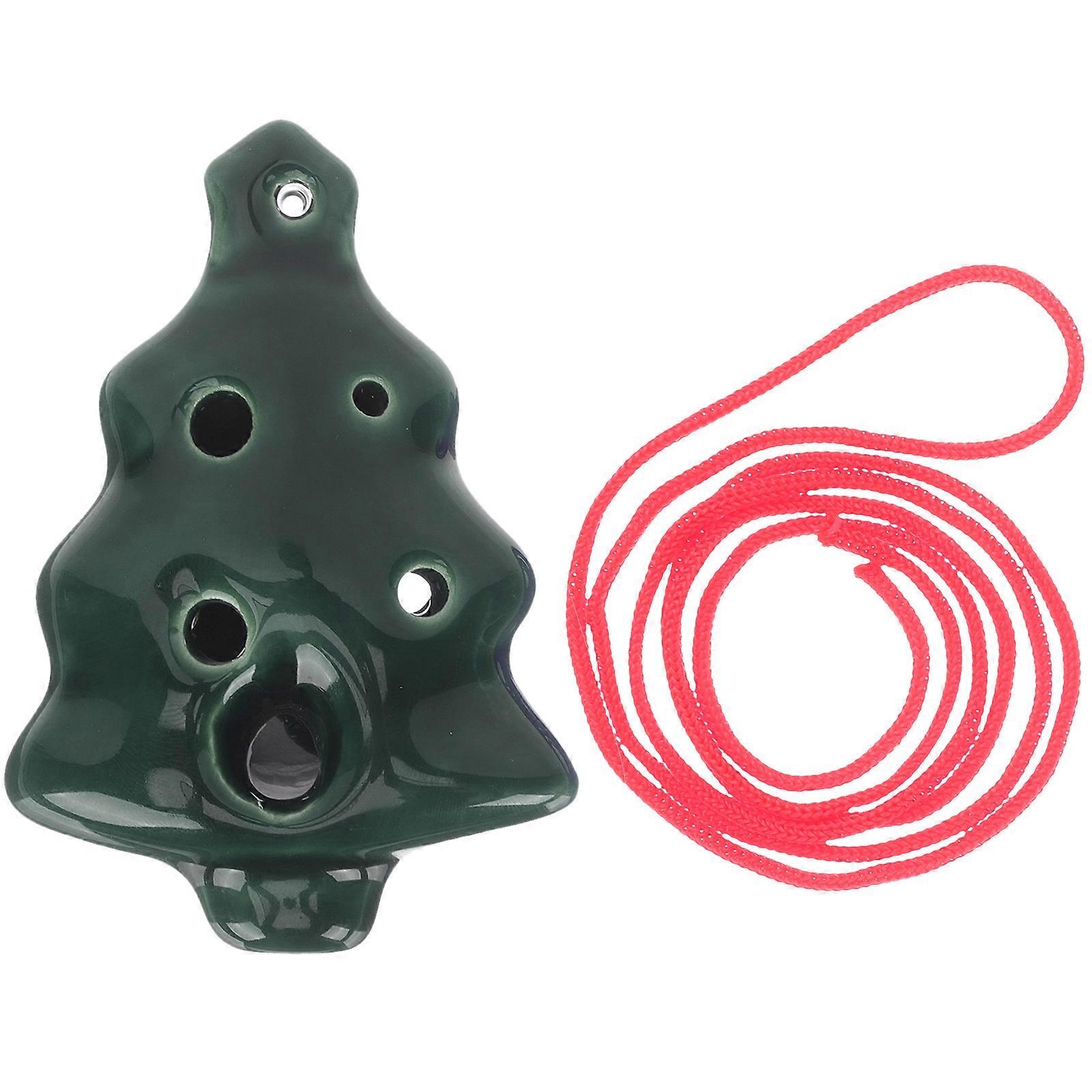 Xmas Tree Shaped Lightweight Ocarina Flute Portable Wind Instrument for Beginners Music Practice Travel Random Color