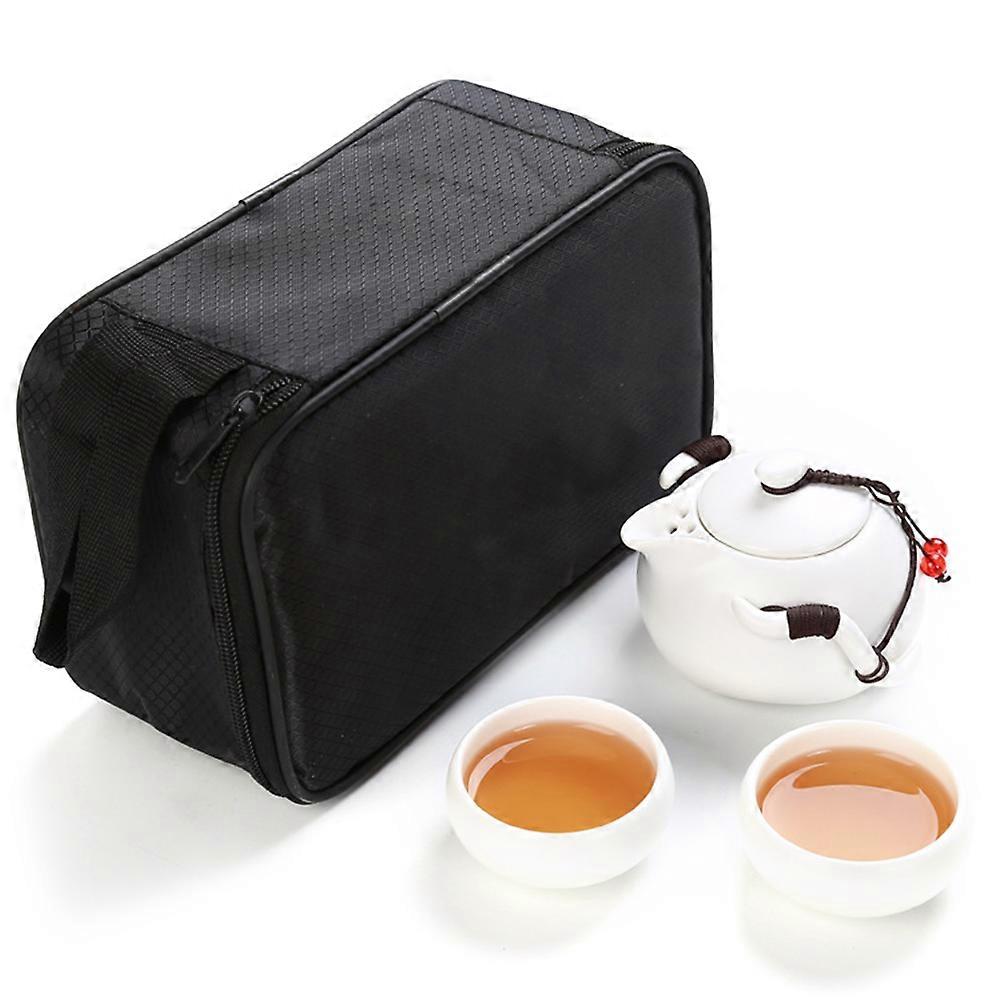 Brewing Black Tea Green Tea Scented Pu- Tea Portable Ceramic Tea Set with Teapot 2 Teacups 1Set