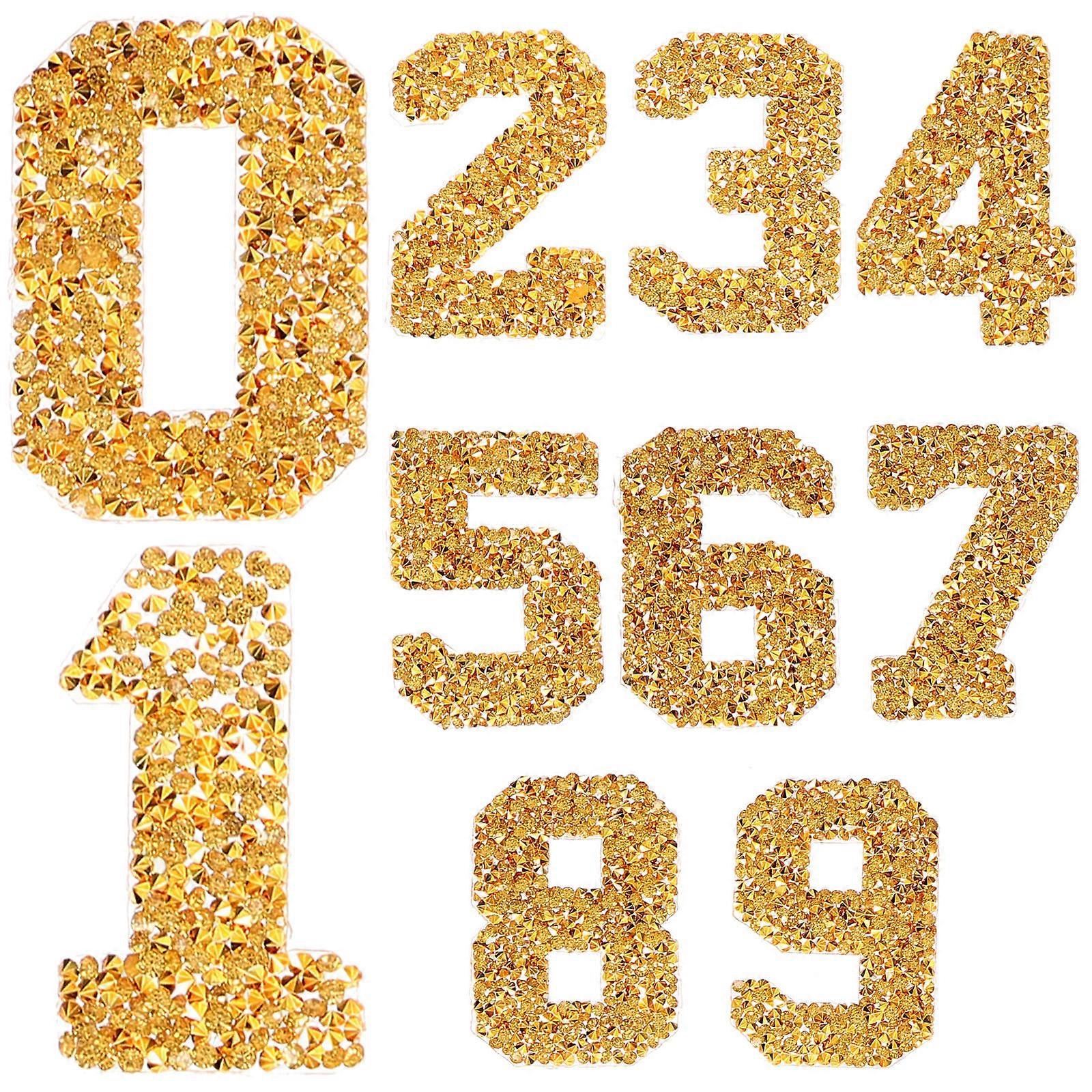 Numbers Iron On Patches Decorative Rhinestones Applique for Diy Projects Home Decoration 2.4X1.7X0.1In 1Set