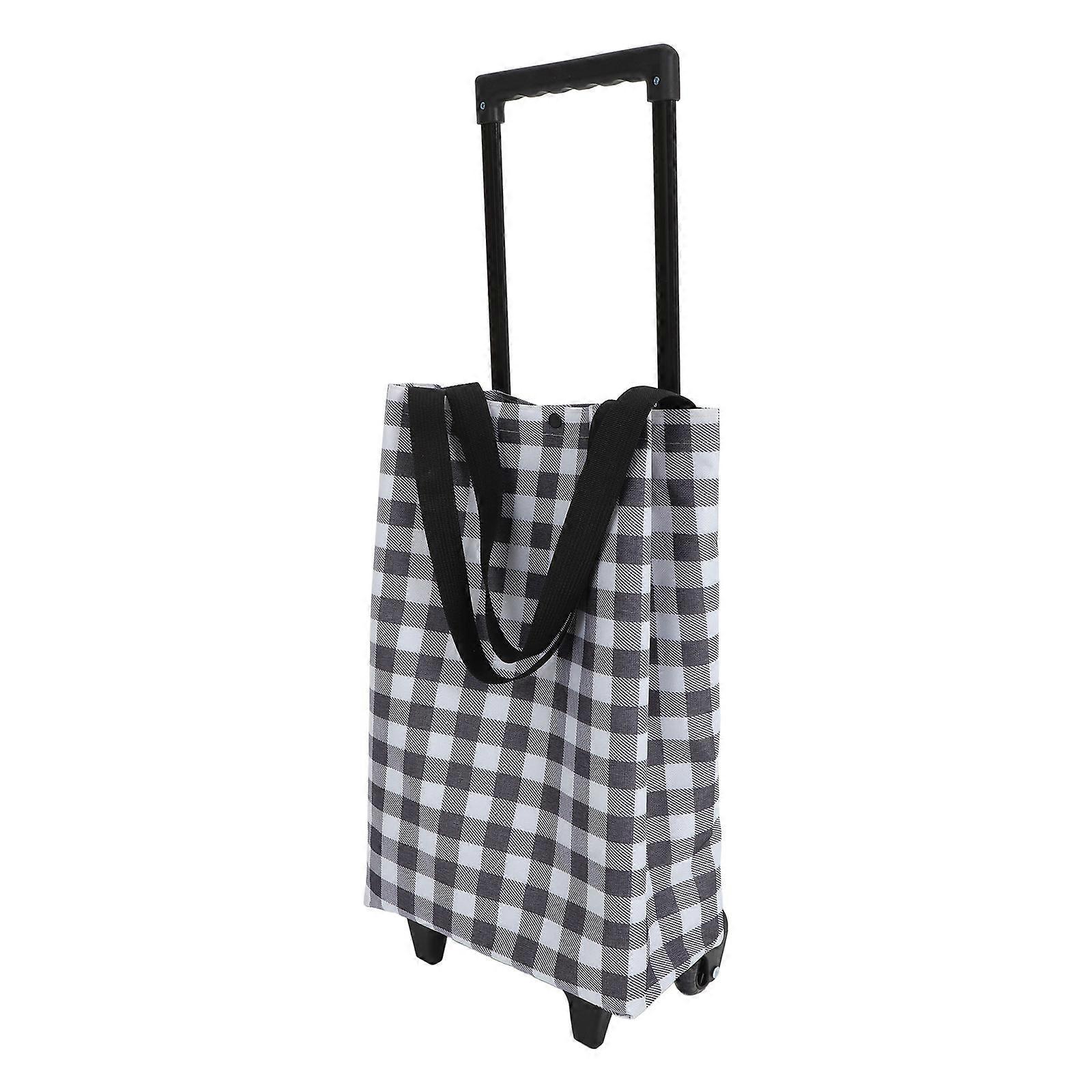 Grocery Cart On Wheels Foldable Collapsible Grocery Cart Grocery Shopping PU Storage 1Pcs