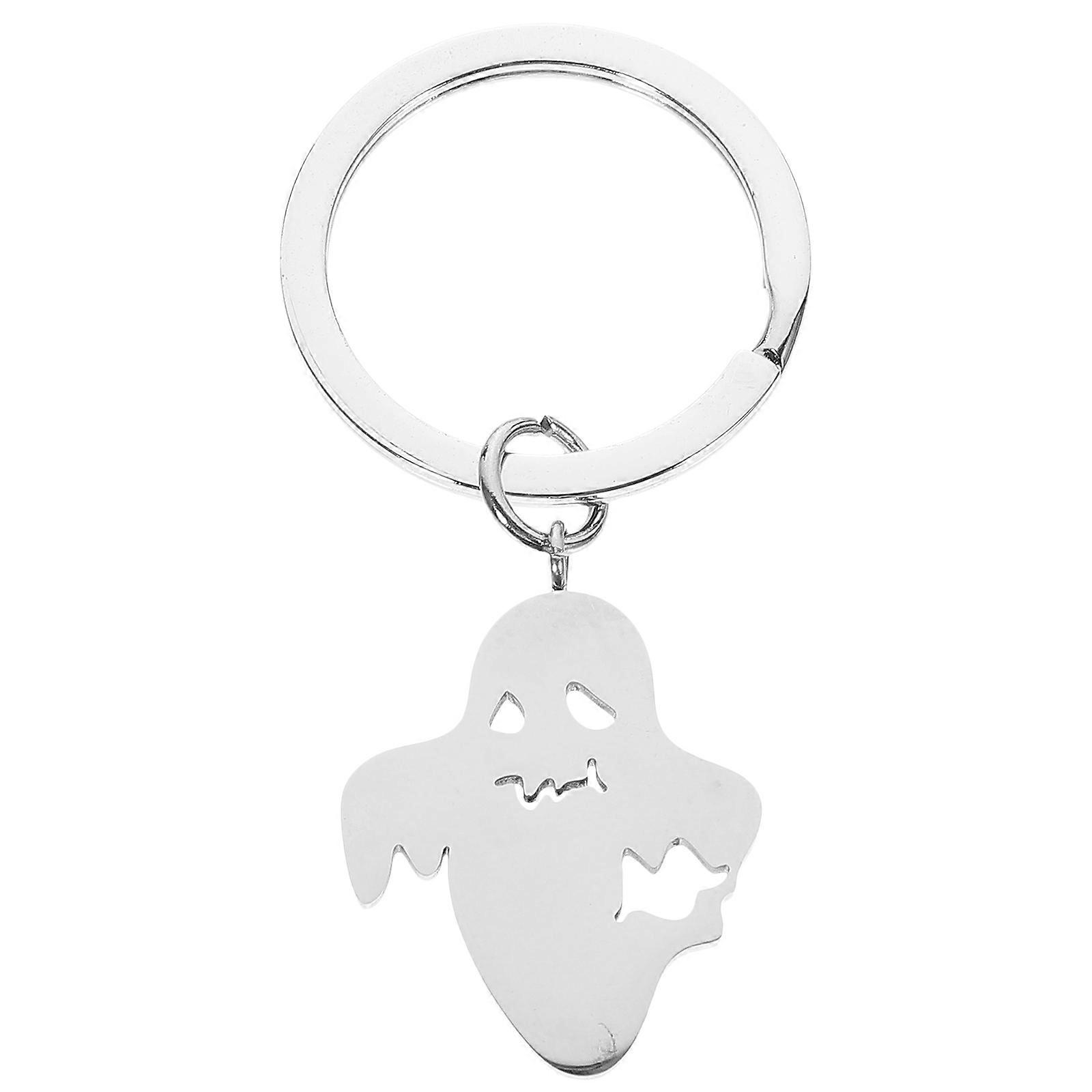 Key Chains Ghost Pendant Diy Production Keychain Decor Bag Embellishment Silver 2 80X2 20X0 10Cm Stainless Steel 1Set