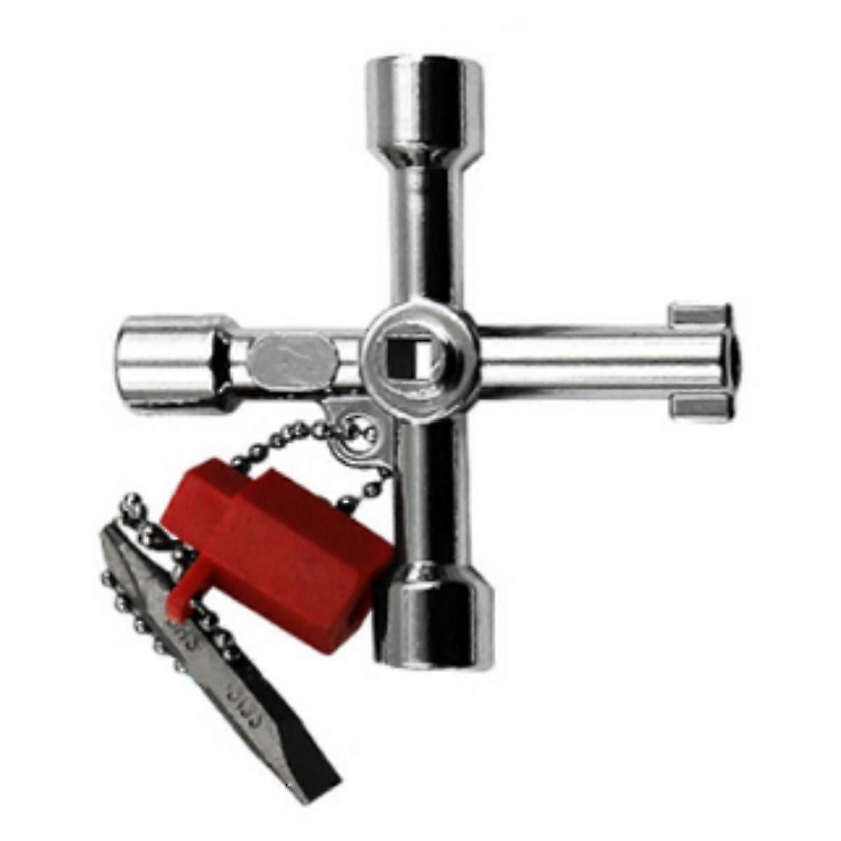 High Strength Zinc Alloy Universal Opening Key, Multi-functional Key For Instrument Cabinet Switch Control Cabinet (Silver)