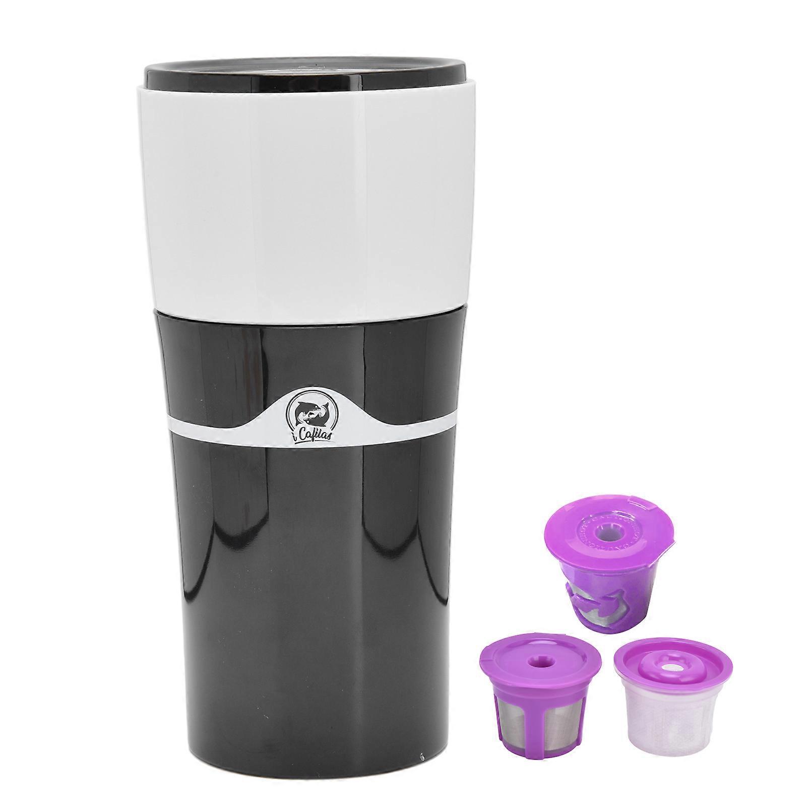 450ml Portable Filter Coffee Maker for K-Cup Pods, Black and White