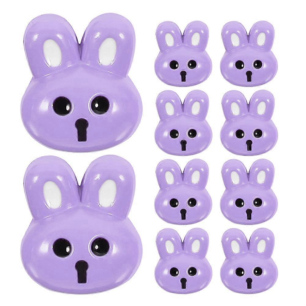 Resin Rabbit Buttons Purple 3D Bunny Shaped Small Animal Buttons for Daily Wear Parties Holidays Decorative Sewing Craft Projects 10Pcs