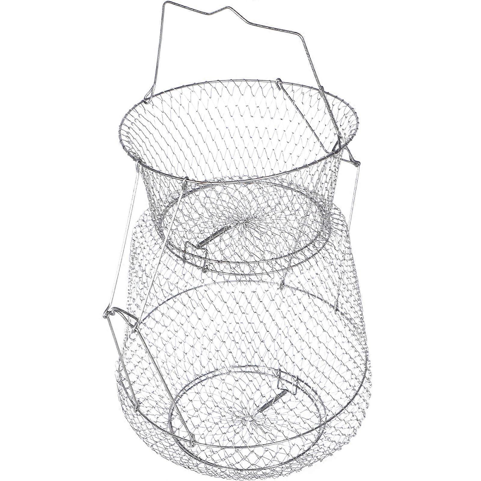 Folding Fish Net Fishing Net Basket Metal Lobster Catching Water Activities 35x25cm Durable 1Pack