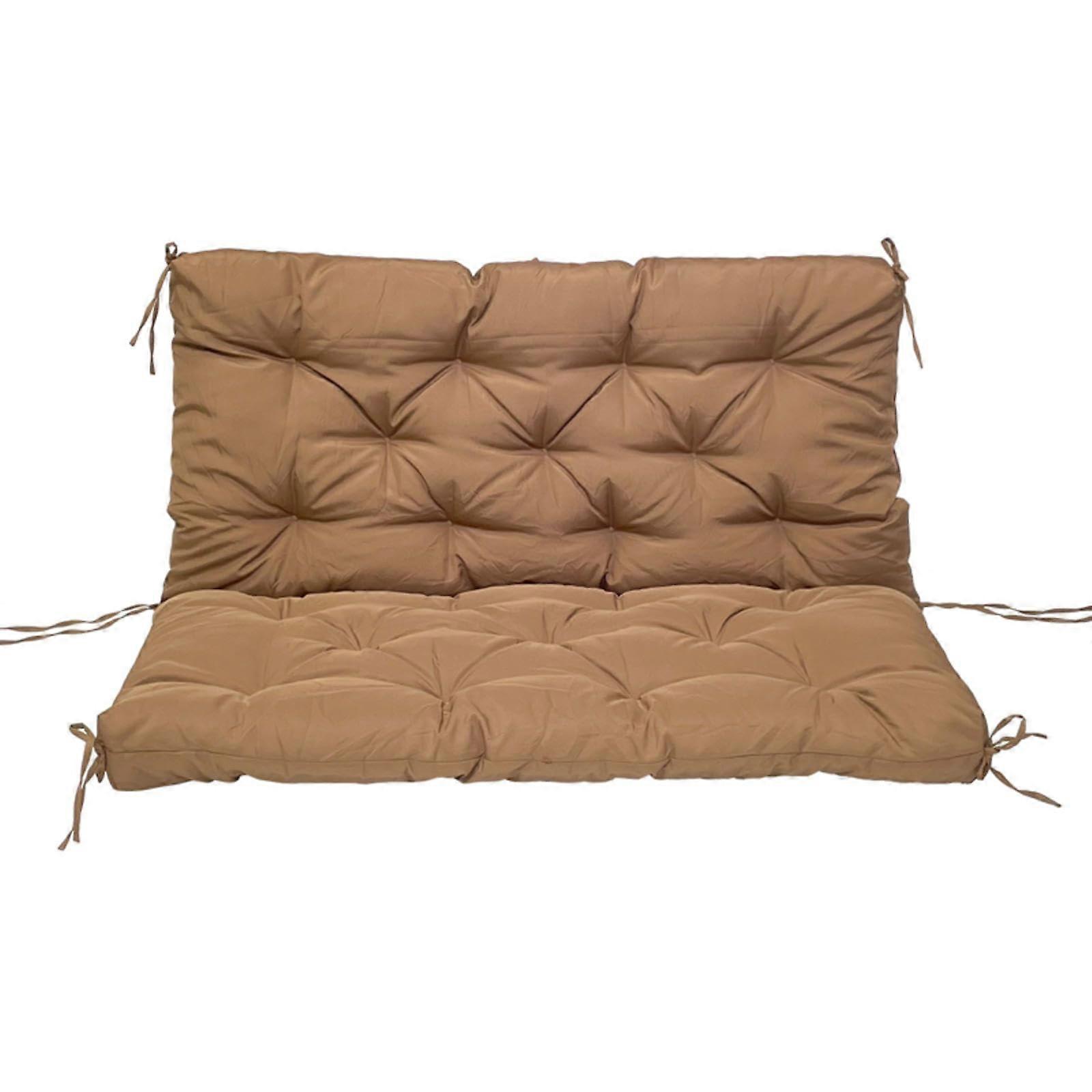 Outdoor Swing Cushion for 2-3 Seater Bench, 60"x40" Brown Replacement Cushions with Backrest, Thick Garden Swing Pads