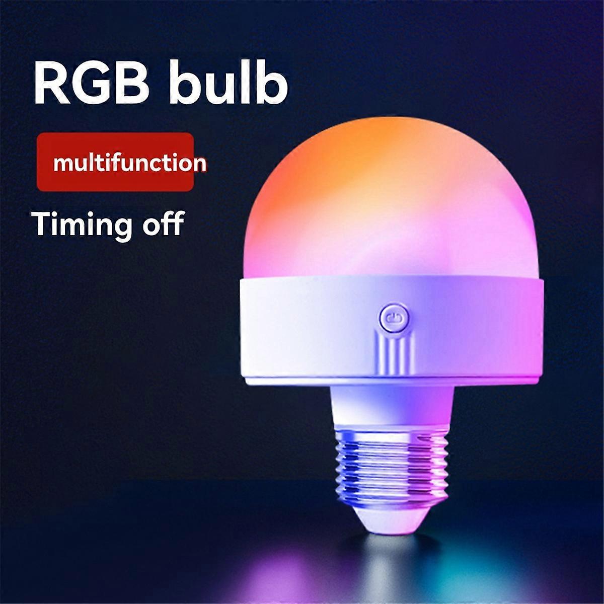 Dimmable RGB 3-Color E27 Bulb USB Charging Remote Control Timing Removable Magnetic Bedside Table L