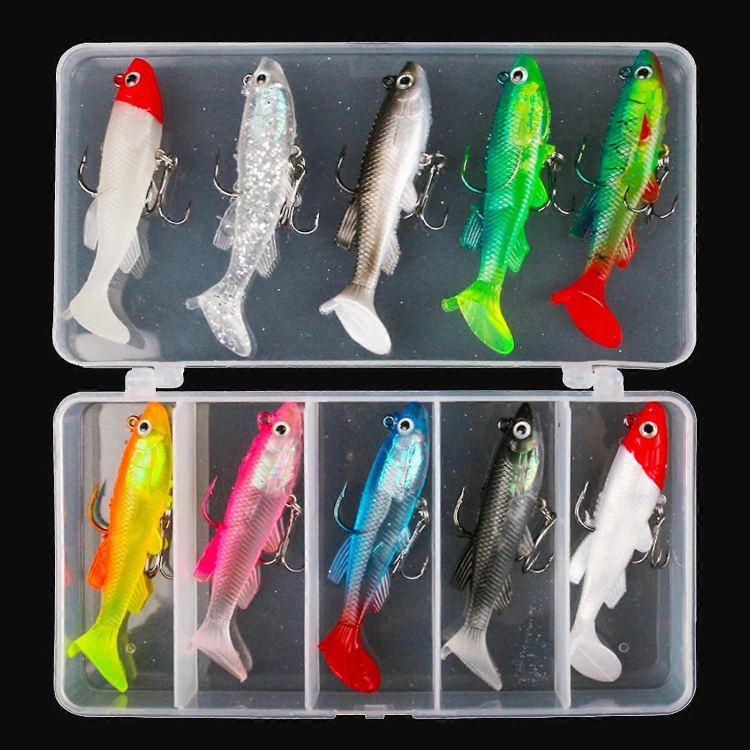 TTMA Angelköder, Angelköder-Set, Gummifische mit Bleikopf, weiche Angelköder (10er Pack)