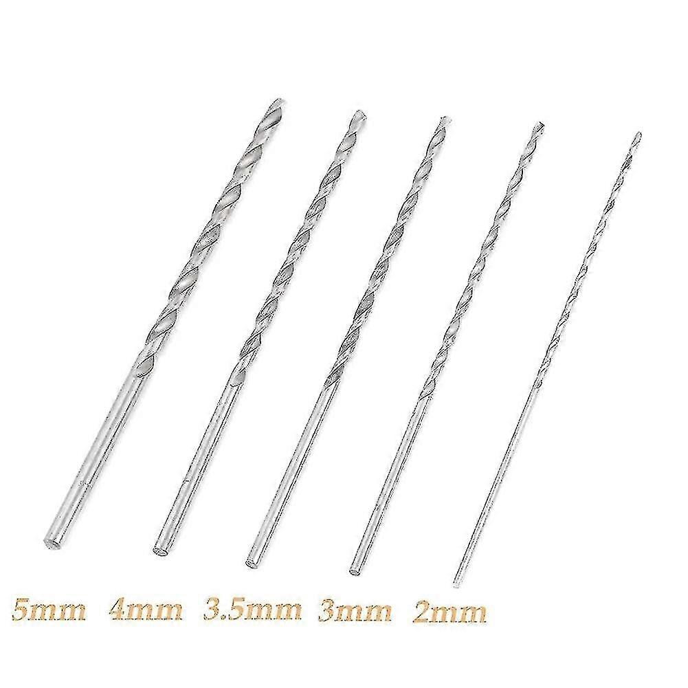 5-Piece Auger Drill Bit Set, Long HSS Twist Drill Bits for Wood, 2mm-5mm