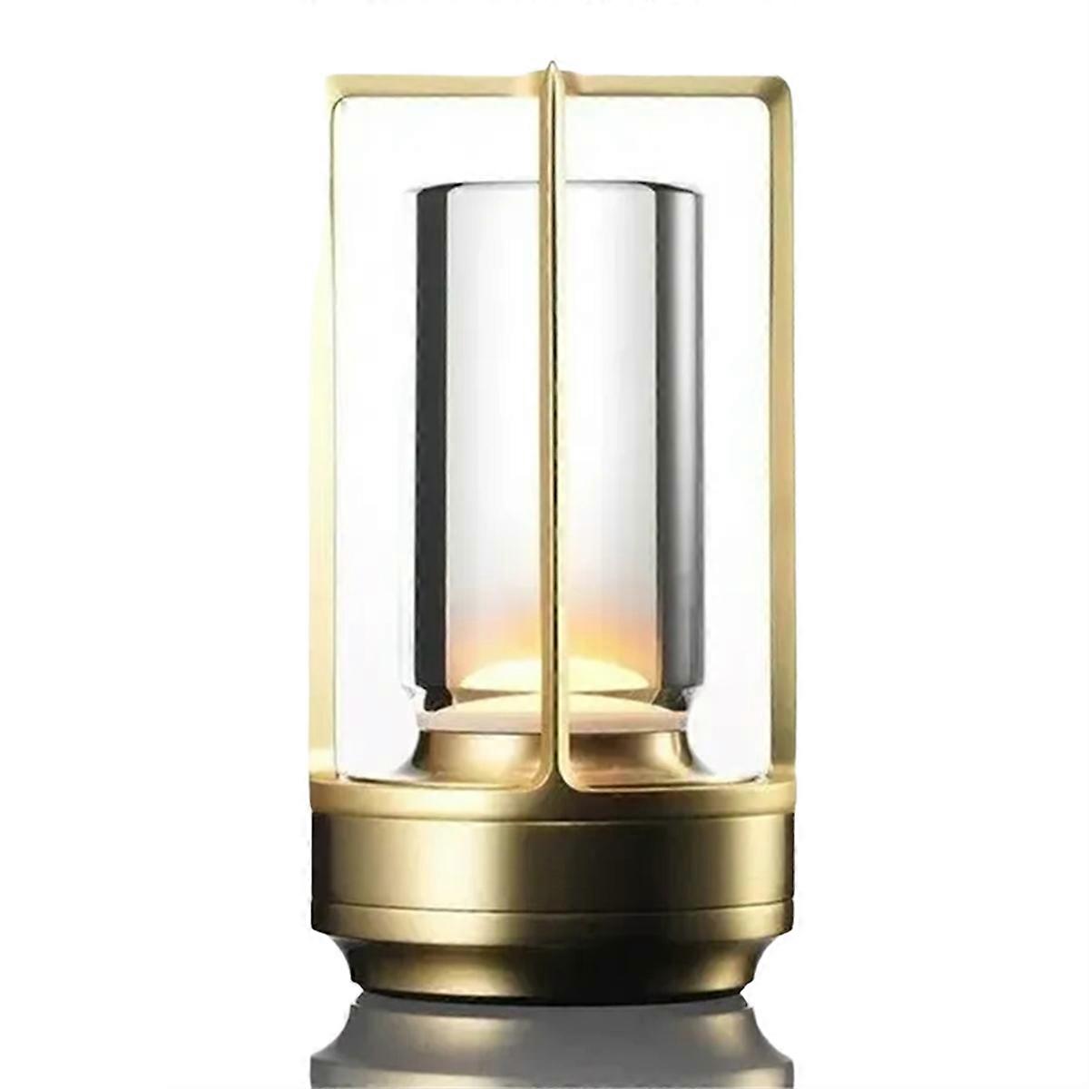 LED Table Lamp Rechargeable Night Light Bedroom Eye Protection Advanced Sense Bedside Lamp Portable Camping Lamp Gold