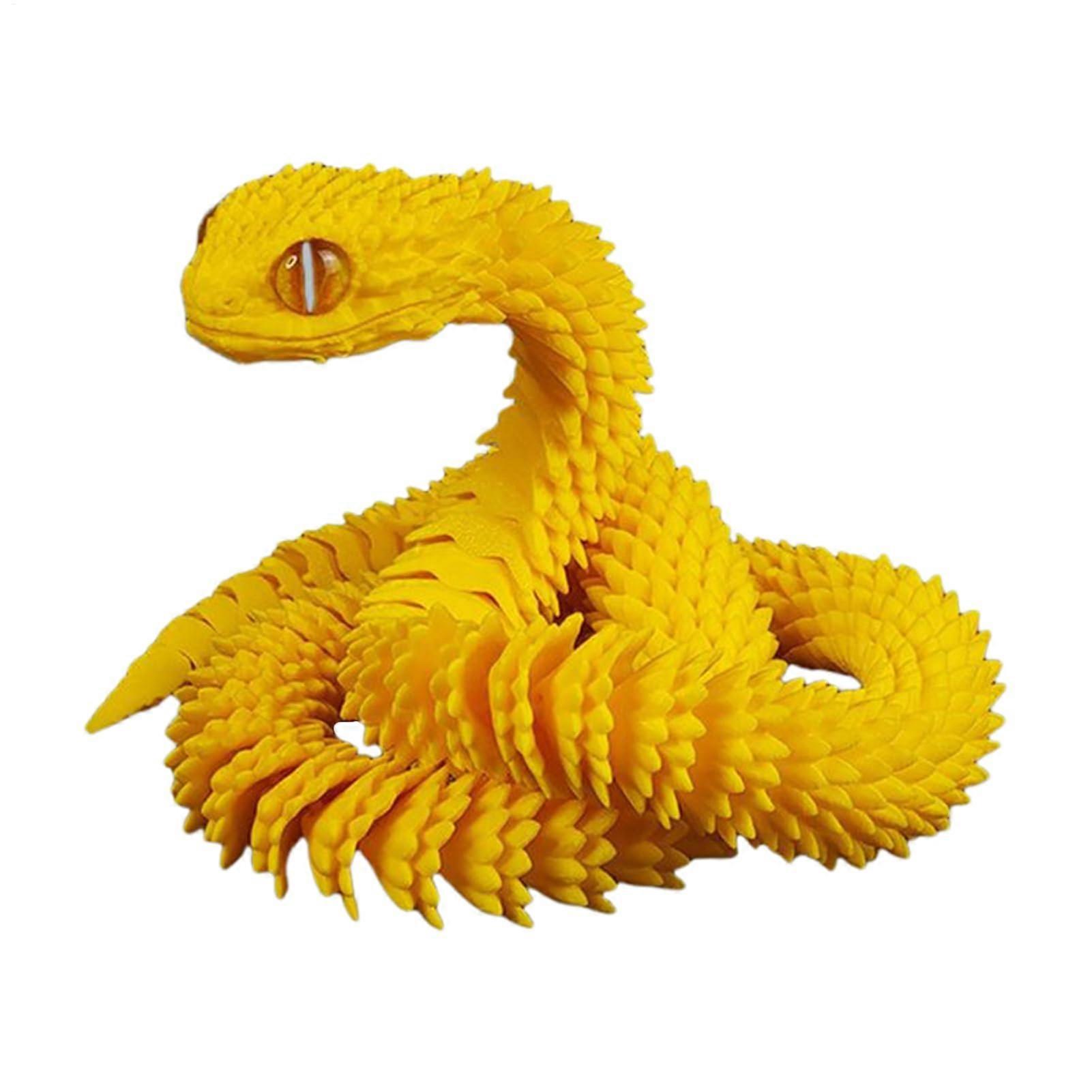 3D Printed Snake Action Figures With Joints - Decorative Snake For Desk, Car Interior, Home Decor In Gold Finish