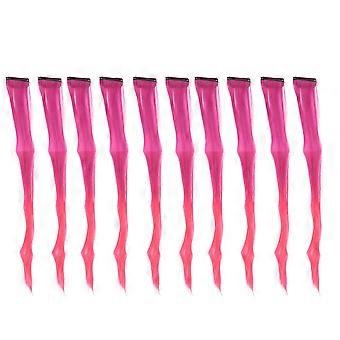 10pcs Highlights Clip Long Hair Individually Wrapped Hair Accessory Clip In Straight Hairpiece Rose Purple Gradient RedYMMR)