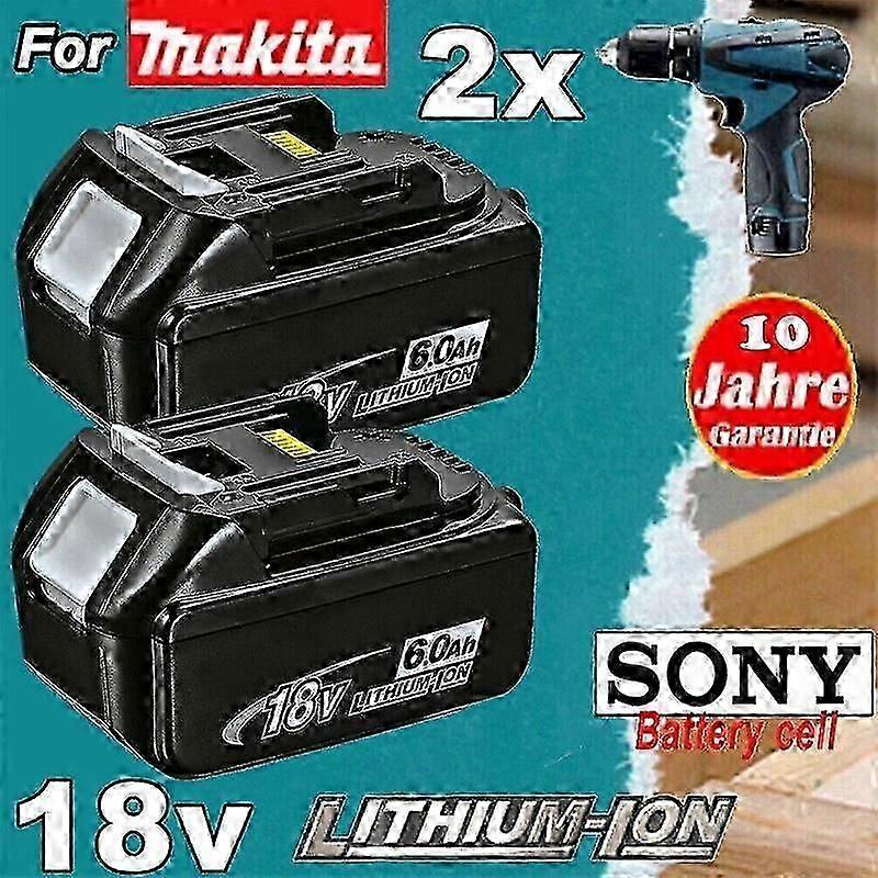 2 csomag Makita 18V LXT 6.0Ah Li-ion akkumulátor BL1850B BL1830B BL1860B csere