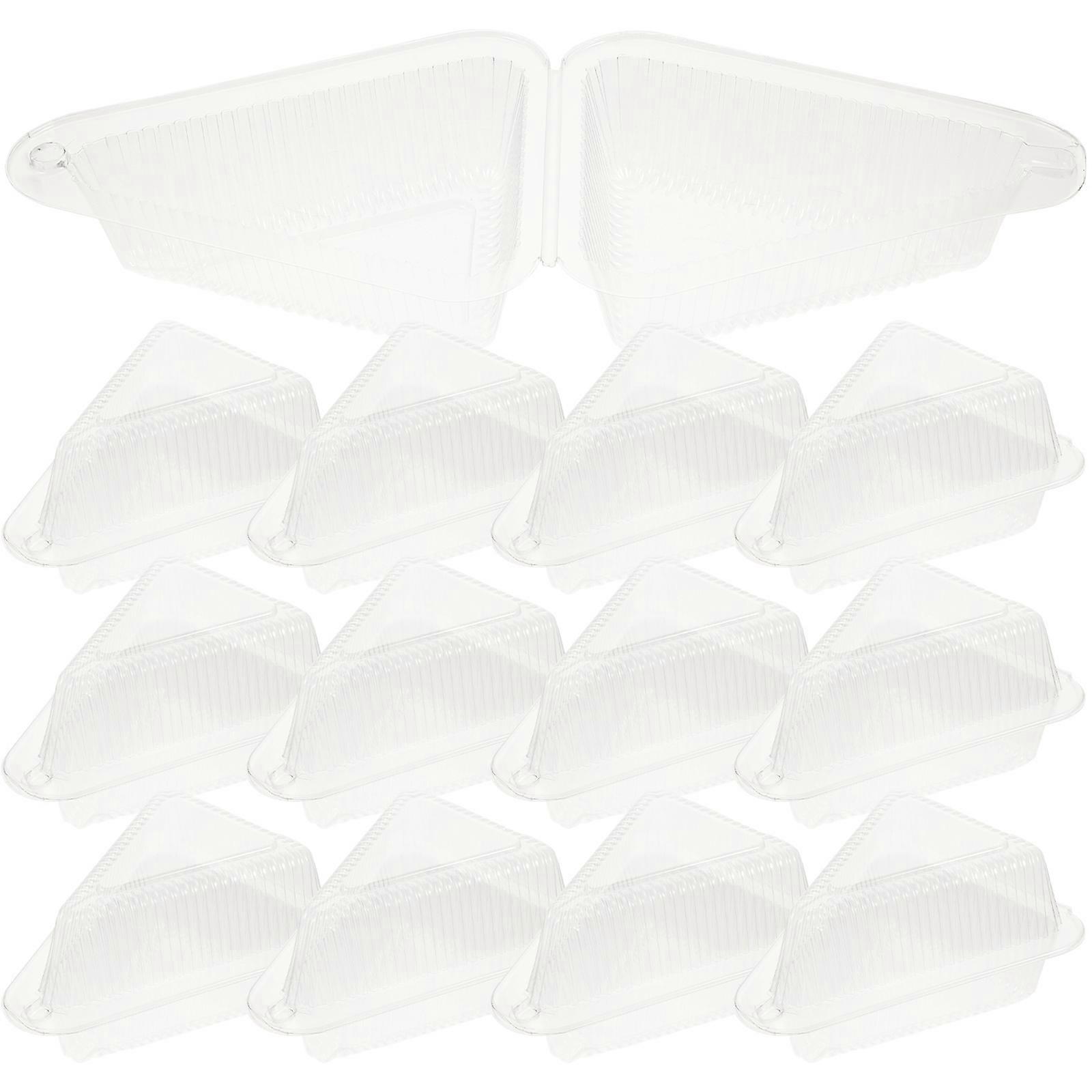 Cake Box Clear Lid Packing Boxes Triangle Shape Plastic Material Simple and Elegant Design 100 Sets for Food Storage