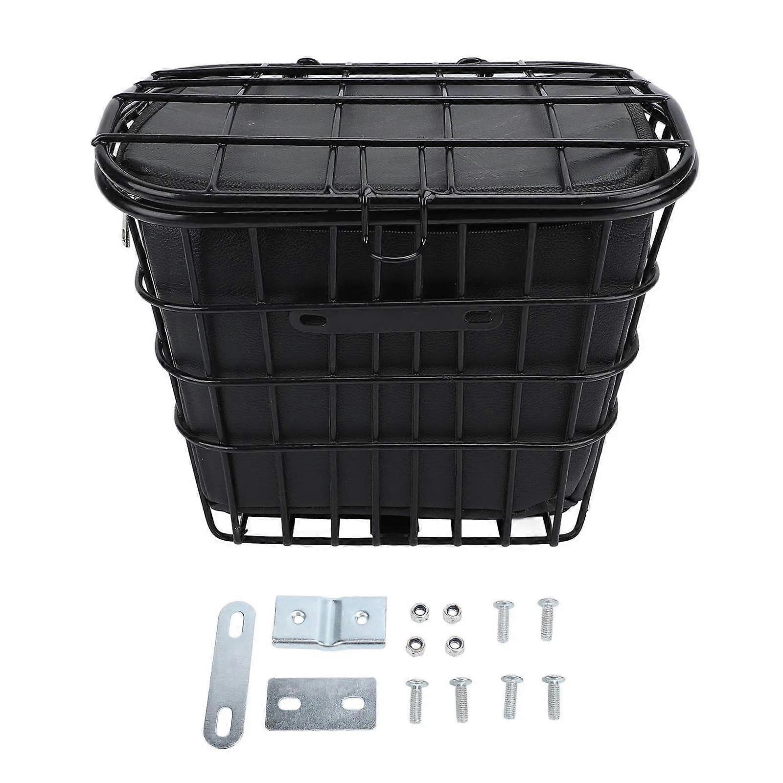 Bicycle Storage Basket with Liner Bag Stable Metal Wire Container Large Capacity