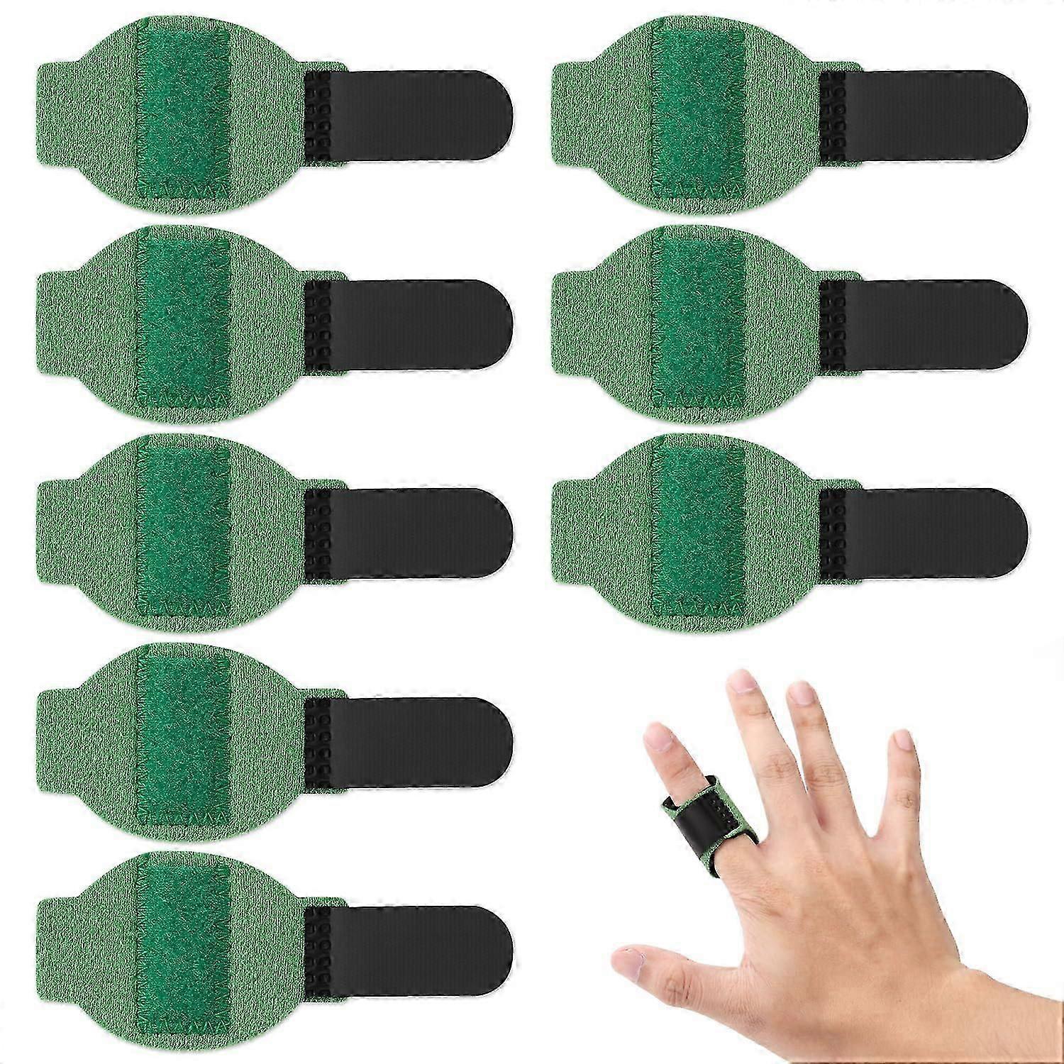 (Green) 8pcs Finger Splints, Adjustable Trigger Finger Splints Reusable Finger Splints Soft Fabric Finger Splints for Protecting Broken Fingers