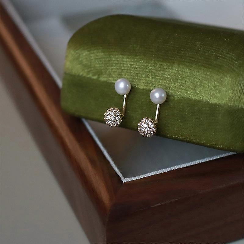 S925 Silver Pearl Earrings Dangle Drop - Versatile Two Wear Studs