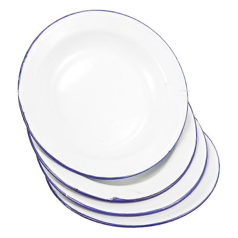 5pcs Enamel Plates, Smooth Serving Dishes for Fruits, Snacks & Desserts, Easy to Clean, Ideal for Home & Restaurant Use