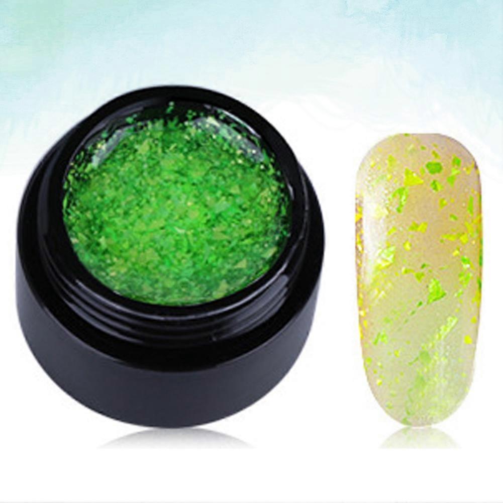8ML Snowflake Shine Nail Art Polish UV Gel Nail Glue Varnish Manicure Tool Green