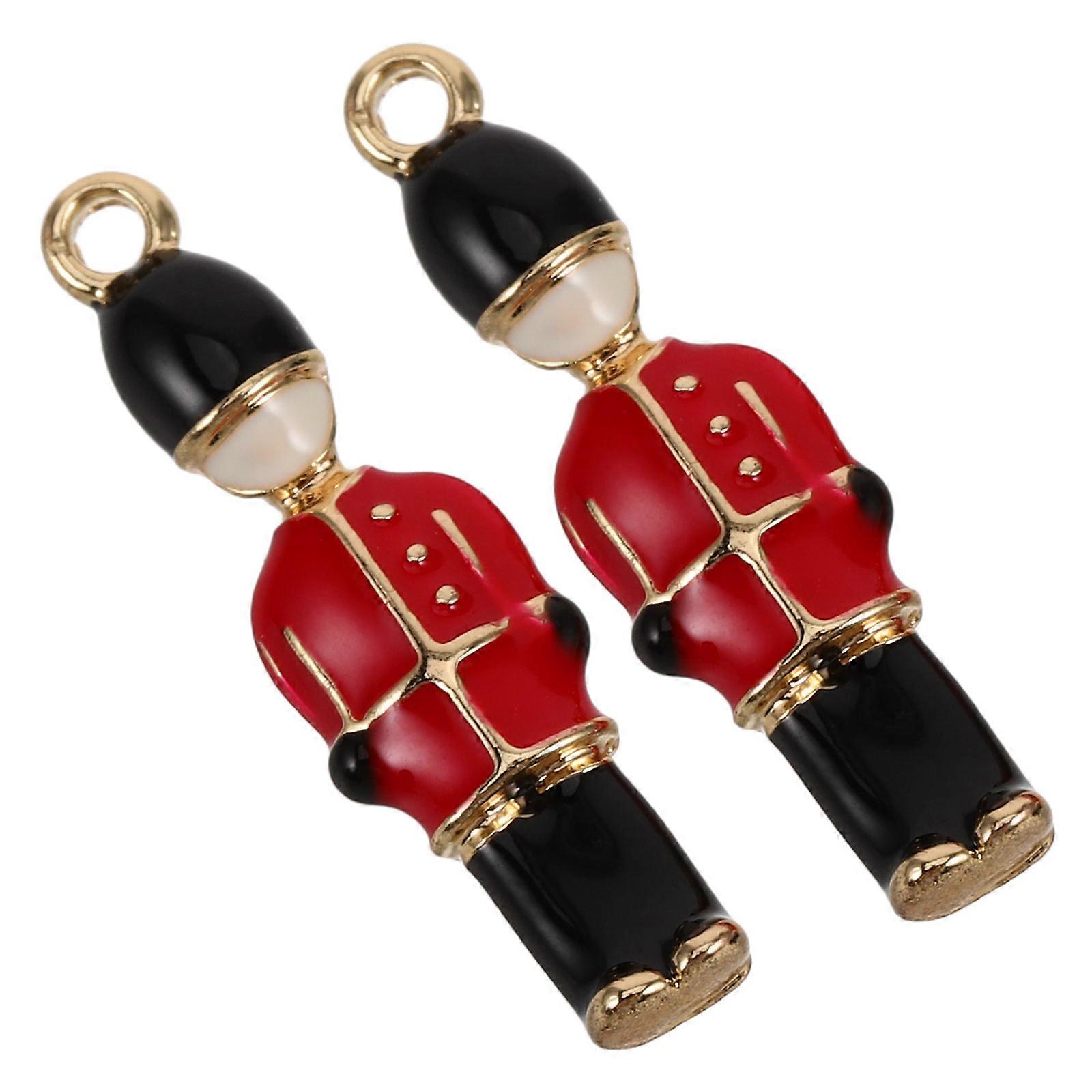 Nutcracker Charm Pendant for Jewelry Making Unique British Style Zinc Alloy Multi Color 2 Pcs