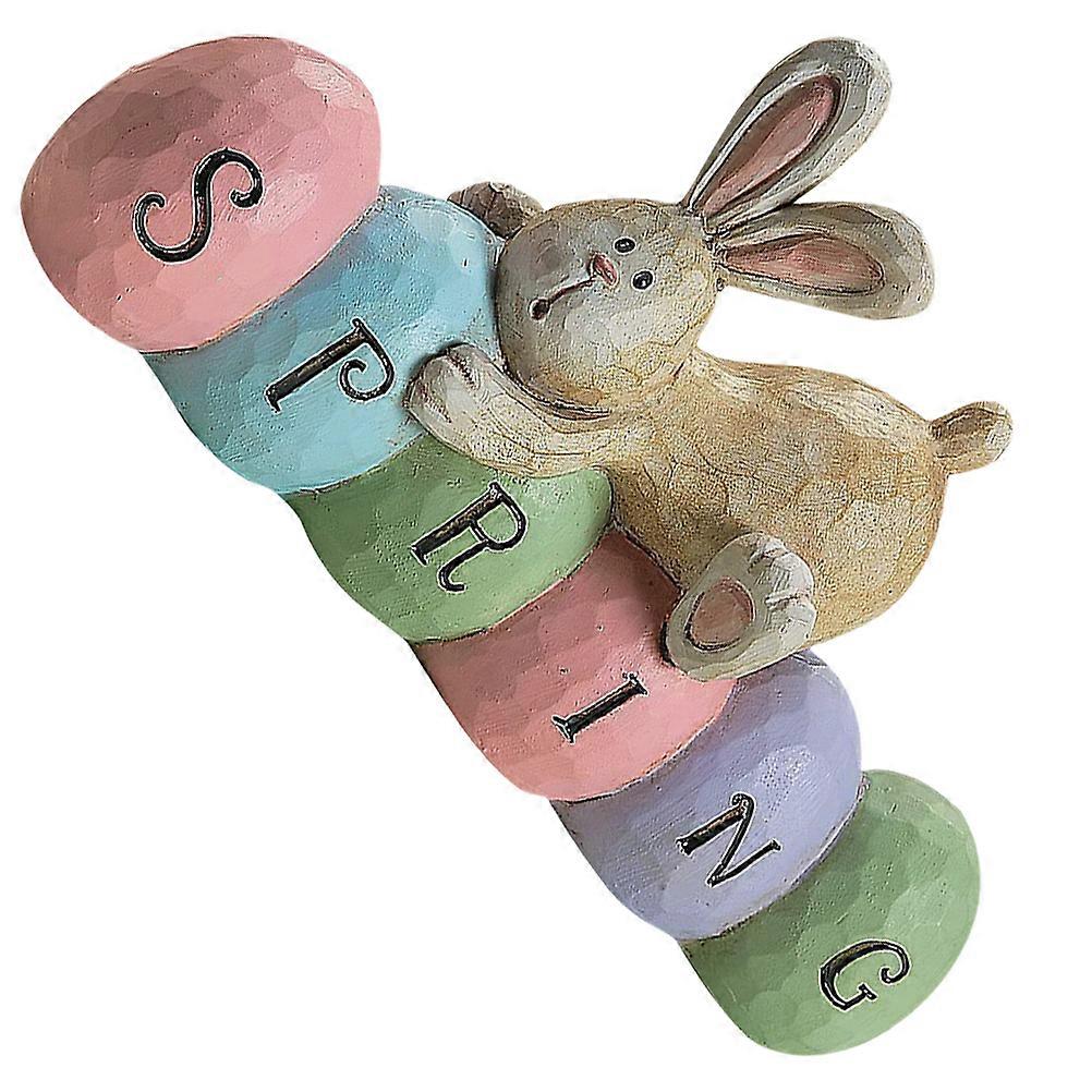 Adorable Bunny Shaped Easter Decor Made of Resin in Multi Colors for Desktop 6 Inch