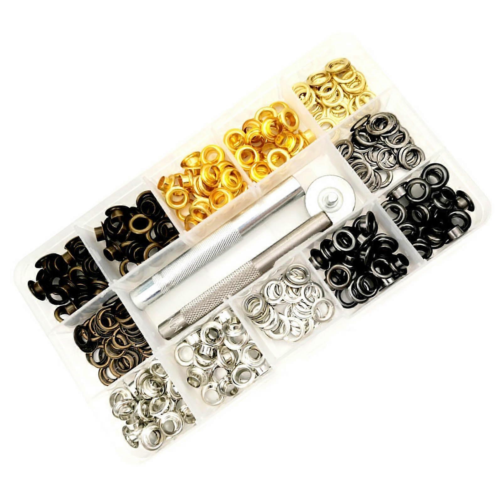 200 Pieces 6mm Metal Eyelets with Tool 4Color Eyelet Kit Eyelet Pliers Eyelet Setting Tool for Leather Craft