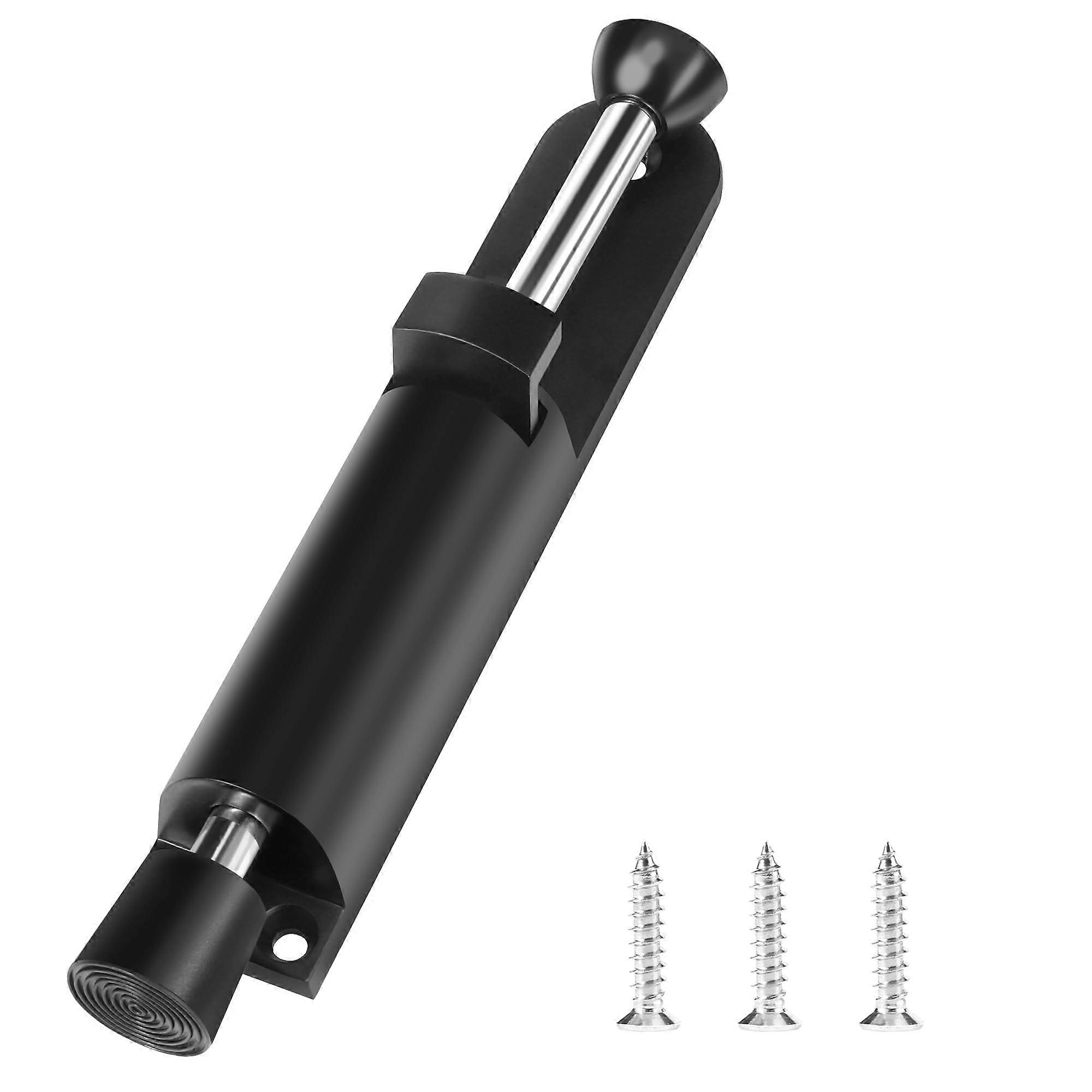 Door Stop Outdoor Black with Lock Spring Loaded Foot Operation