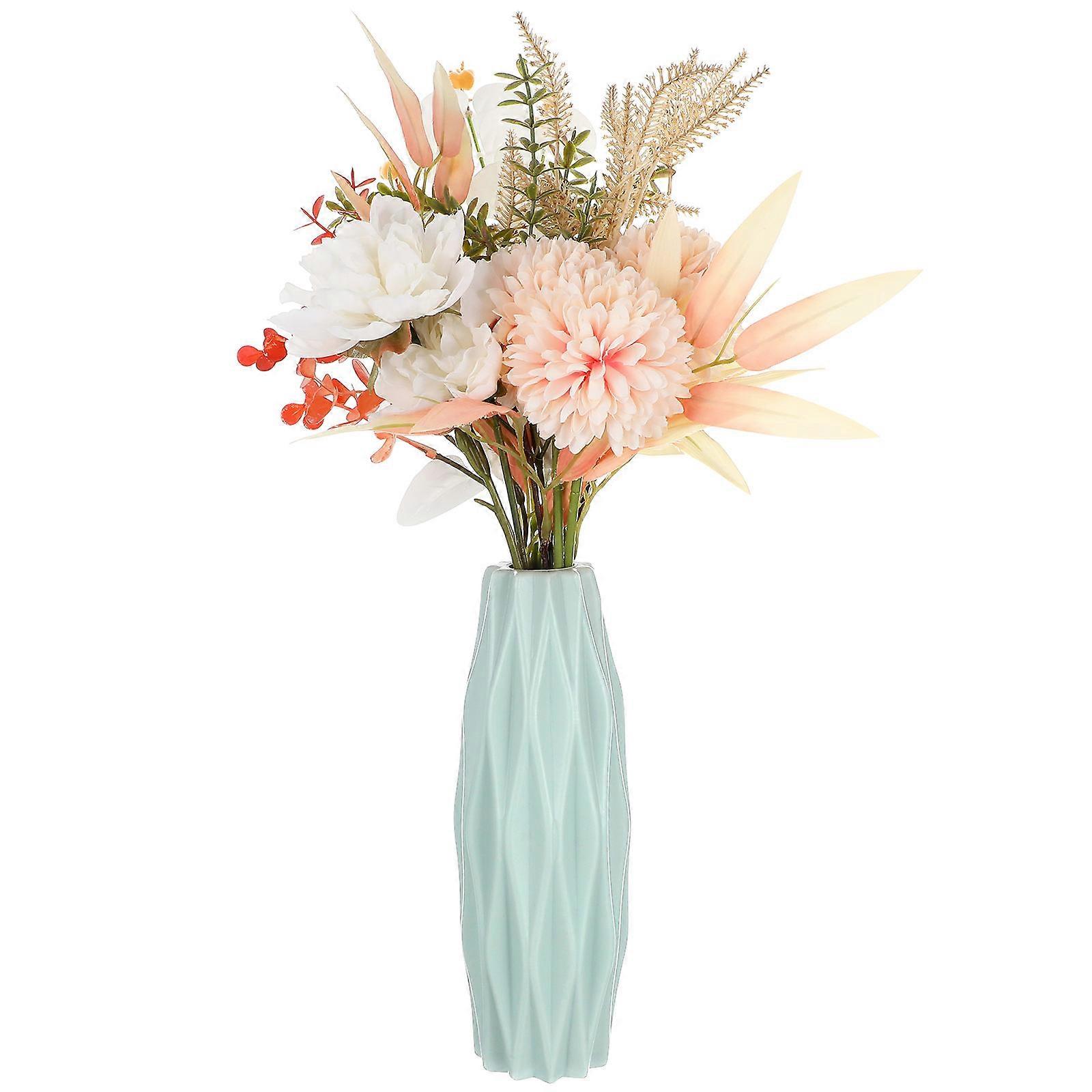 Modern Creative Vase Table Use Room Decor Green Rustic Vase 5.5x5.5x21cm Flower Vase Modern Design 1Pcs