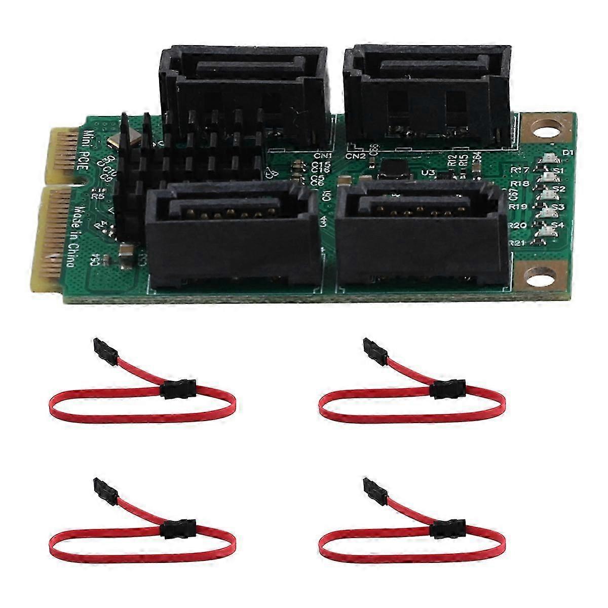 Expansion Adapter PCIE to SATA Expansion Card Full Height MPCI-E to Quad SATA HDD Interface Adapter