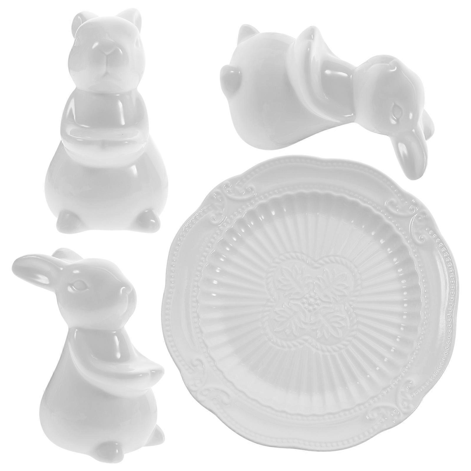 Cupcake Stand Holder Bunny Cake Plate Ceramic Display For Anniversaries 15X15X10CM Elegant Round Tall Footed 1Set