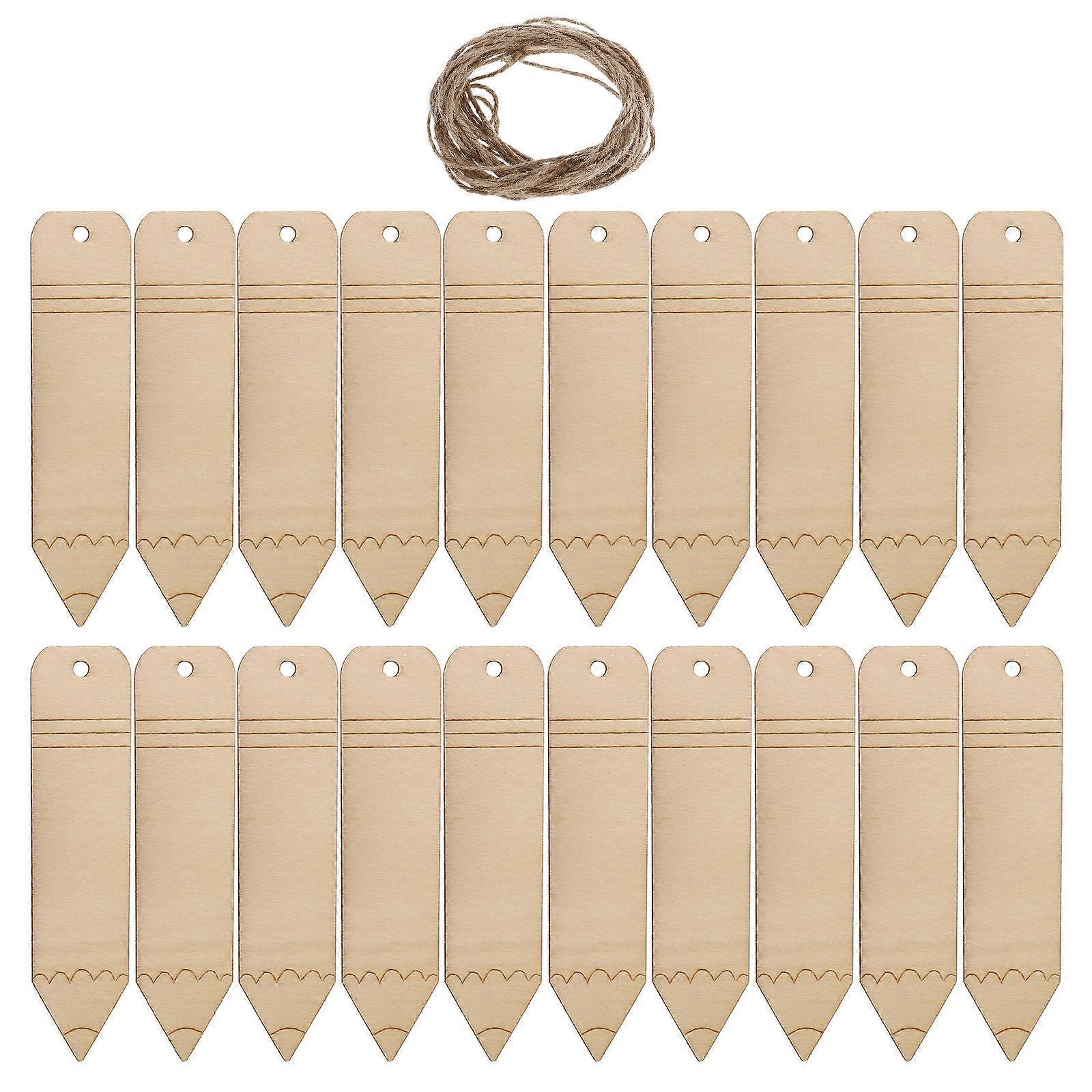 20pcs Unfinished DIY Bookmarks   Blank Pencil Shape with Hanging Loop for Creative Crafts & Projects