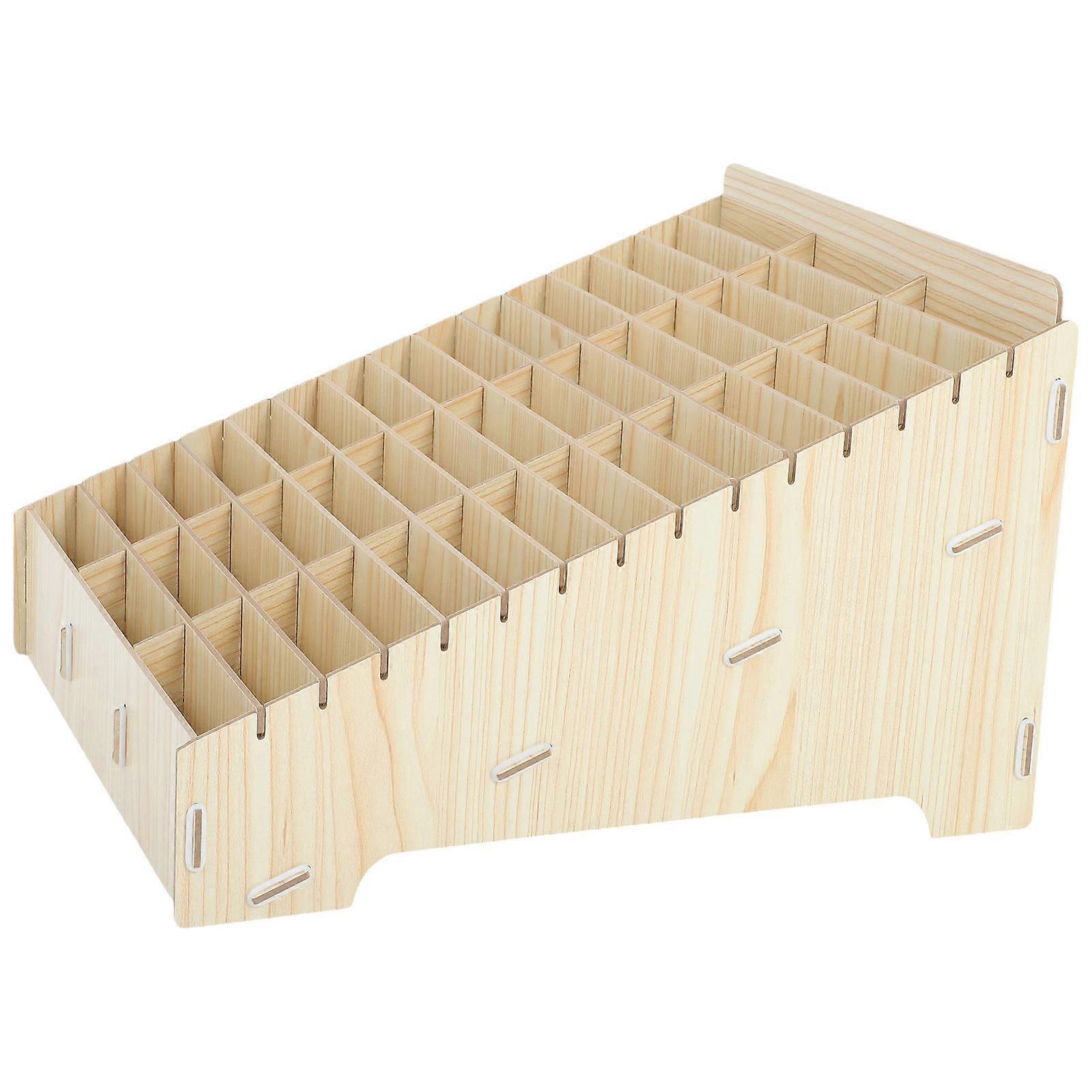 Wooden Cell Phone Storage Box with Multiple Compartments for Office and Classroom Use – Stylish Desk Organizer with Rings for Easy Assembly and Tidy