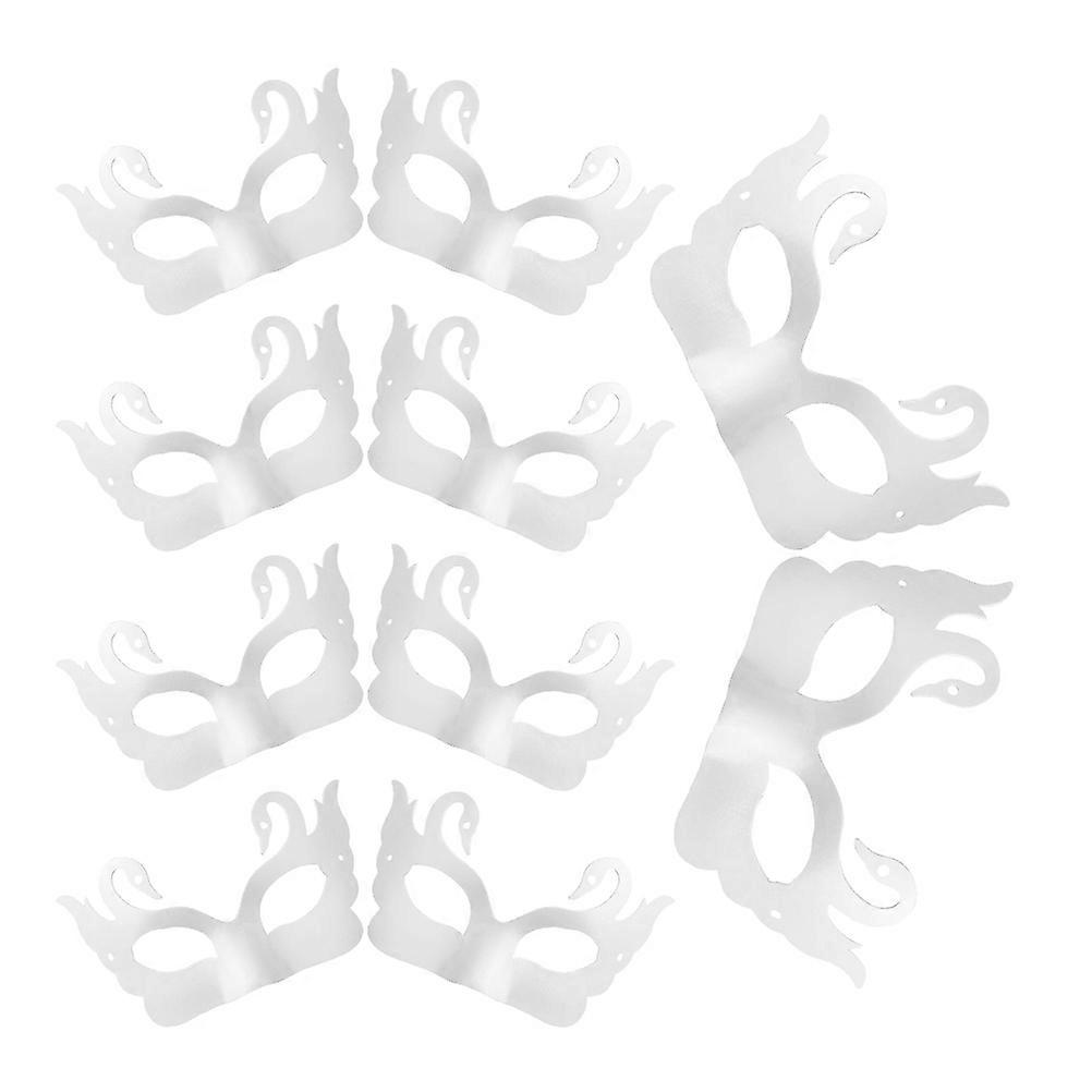 10pcs Blank DIY Paper Swan Masks Unpainted Half Face Masquerade for Halloween Crafting Comfortable Safe Paper Pulp Creative Projects Party Use