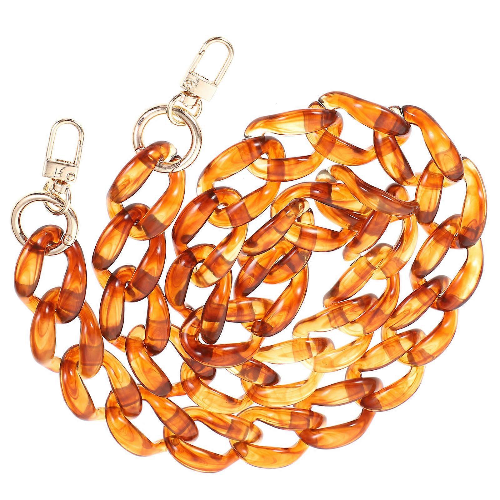 Acrylic Bag Chain with Buckles for Handbag Shoulder Purse DIY Use Light Brown 14 Inch