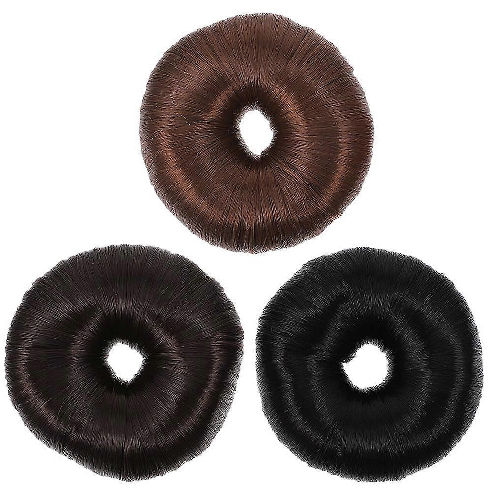 3pcs Hair Bun Holders Scrunchies for Messy Updos Comfortable Chignon Extensions in Black Dark Brown Light Brown for All Day Wear Quick Styling