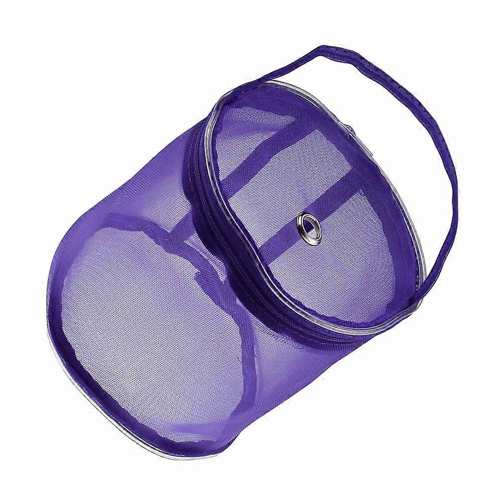 Purple Crochet Storage Bag for Knitting Tools with Durable Nylon Material and Mesh Handle 10.5 Inches