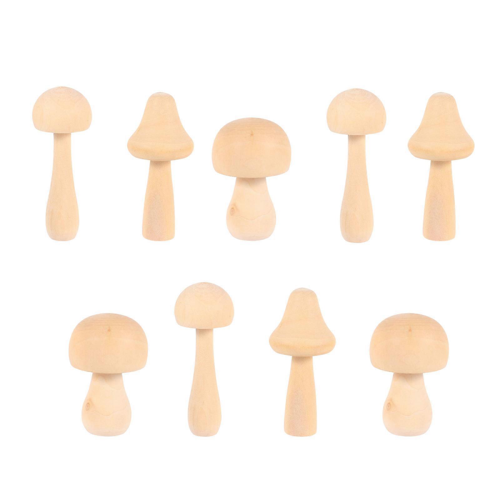 9pcs Unfinished Wooden Mushroom Pegs for DIY Crafts – Natural Smooth Surface to Boost Creativity and Imagination