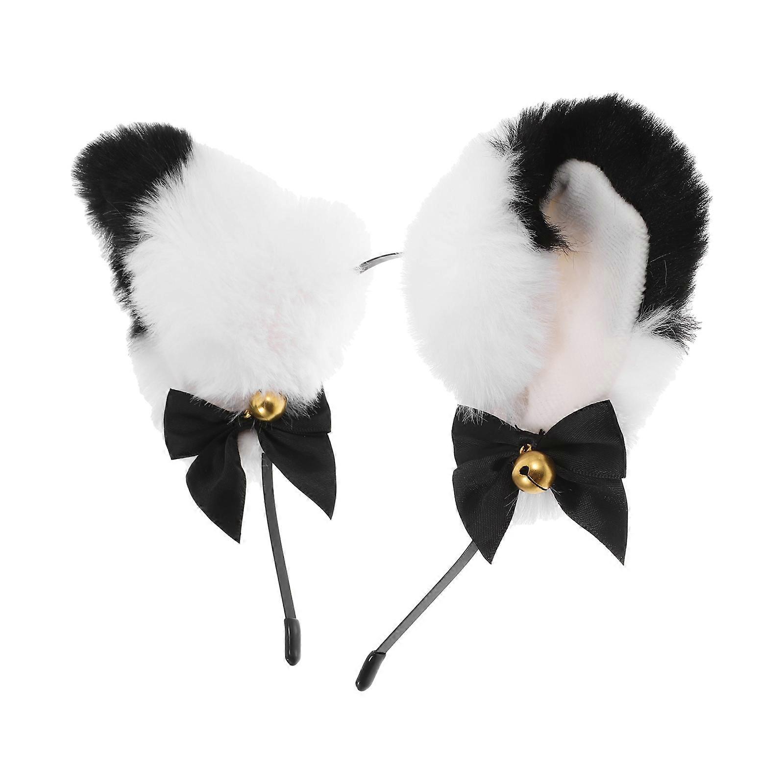 Cute Plush Fox Ears Headband with Bow – Furry Animal Ear Hair Accessory for Cosplay, Halloween, and Everyday Wear – Comfortable Fit, Realistic Design