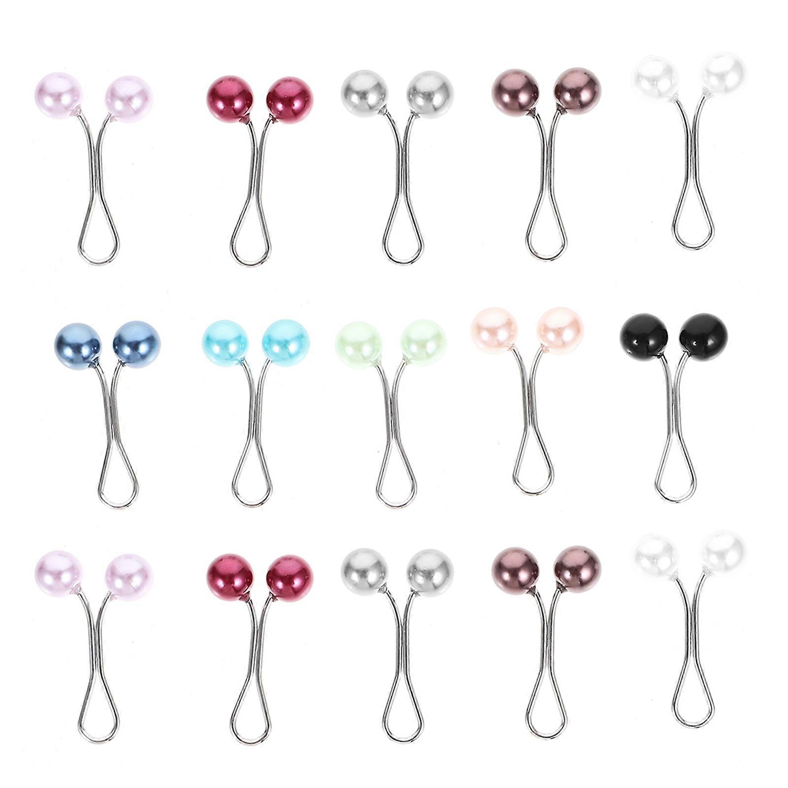U Shaped Pearl Scarf Brooch Clips for Decoration Assorted Color Steel Wire Strong Durable 24 Pieces