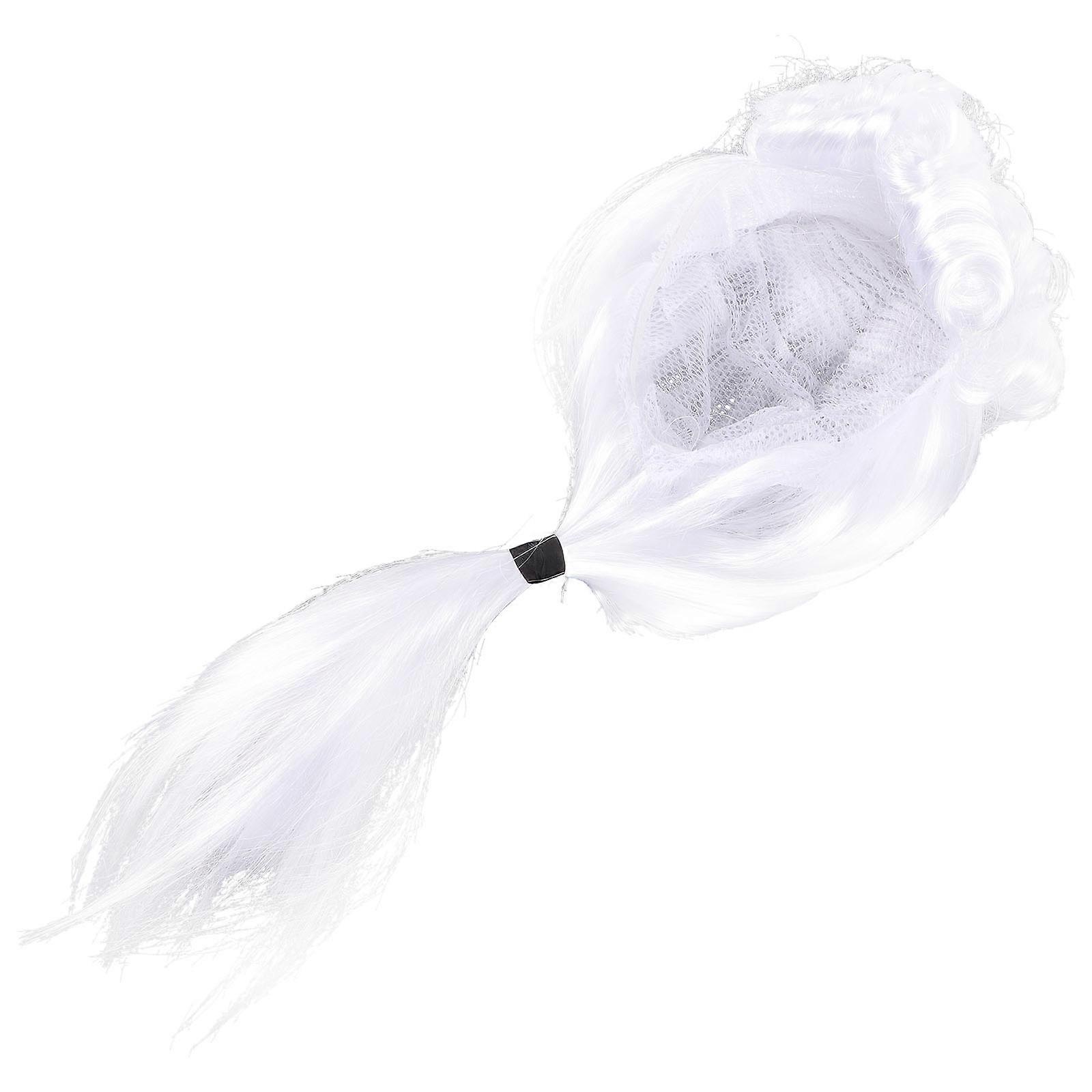White Adjustable Fiber Wig for RolePlaying Decoration with Long Curly Style and Comfortable Fit