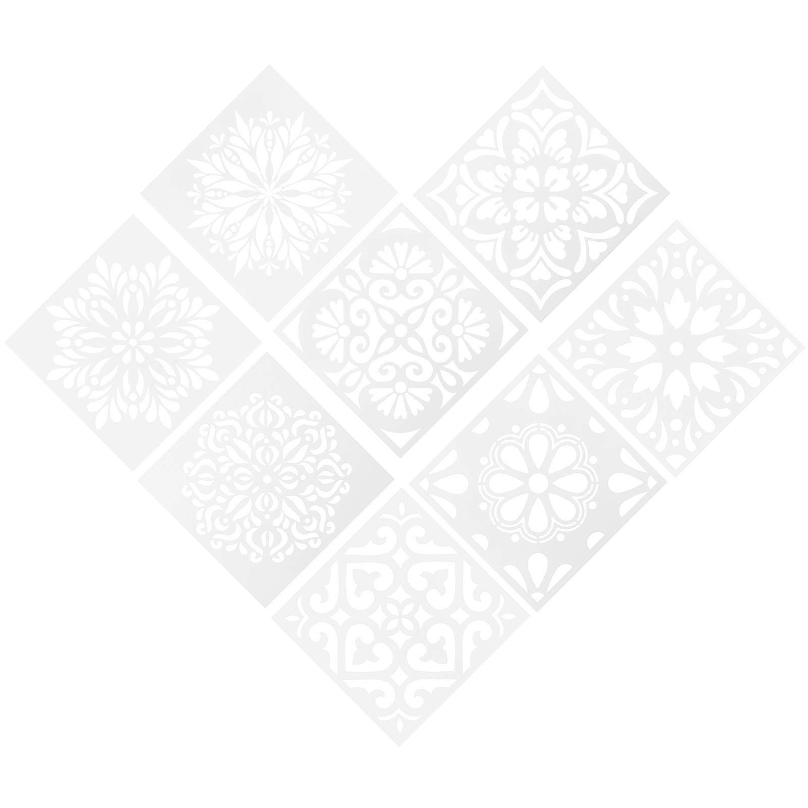 Children Drawing Tools 8Pcs Mandala Templates Ideal For Painting Activities Featuring Random Style Durable Artwork Aids