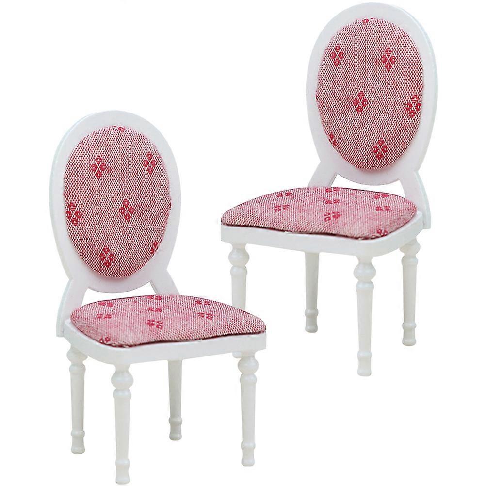 Mini House Furniture Set Dollhouse Miniature Armchair Model Traditional Design Holiday Gift Assorted Color 2Pcs