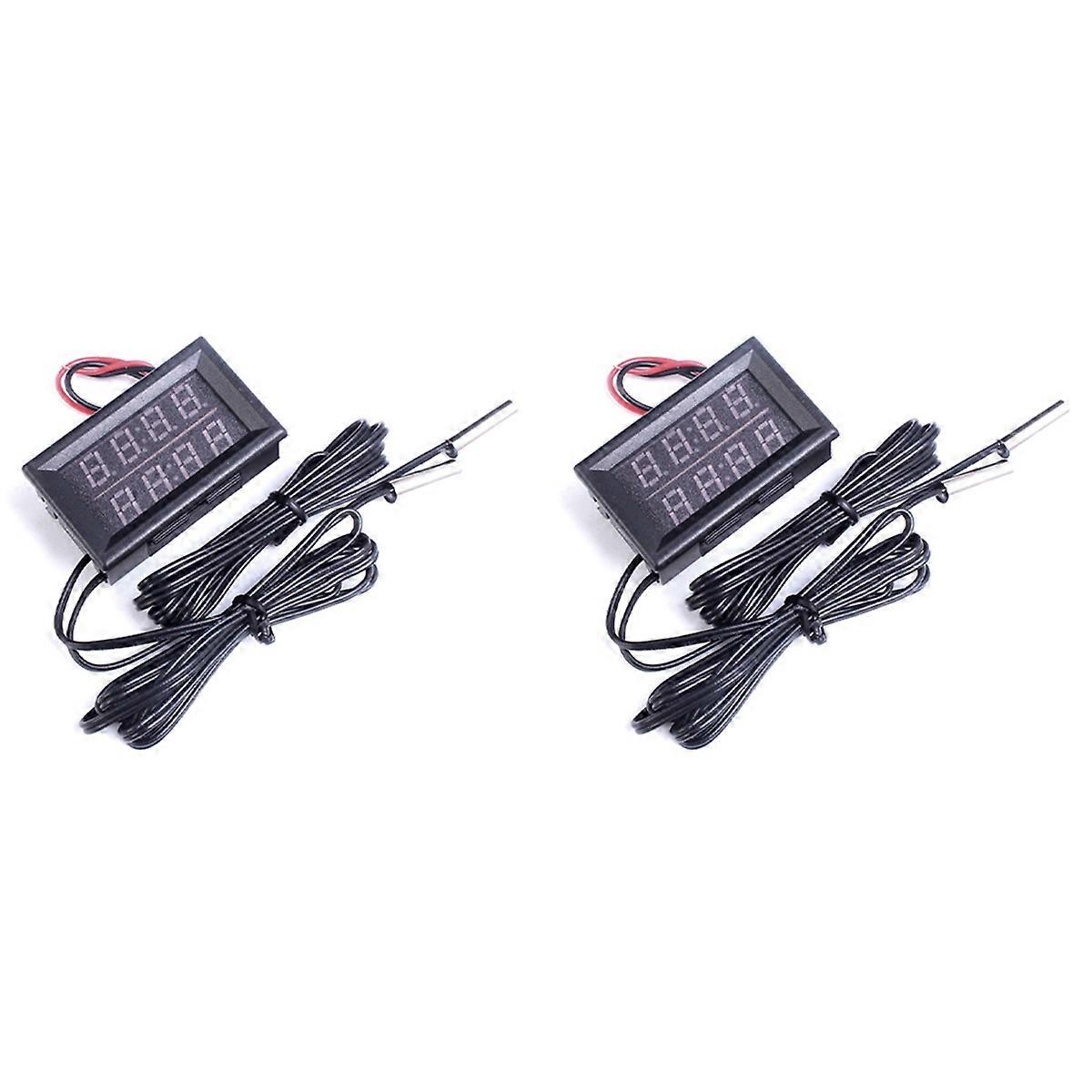 2X Dual Red LED Digital Display Thermometer Waterproof Temperature Sensor 0.56 Inch