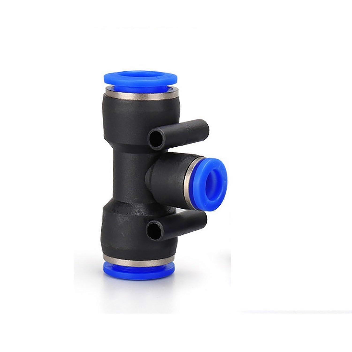 3 Way T Shaped Tee Pneumatic Connector, 10mm 8mm 12mm 6mm 4mm 16mm OD Quick Connect Air Water Pipe Fitting, Color 16-12-16