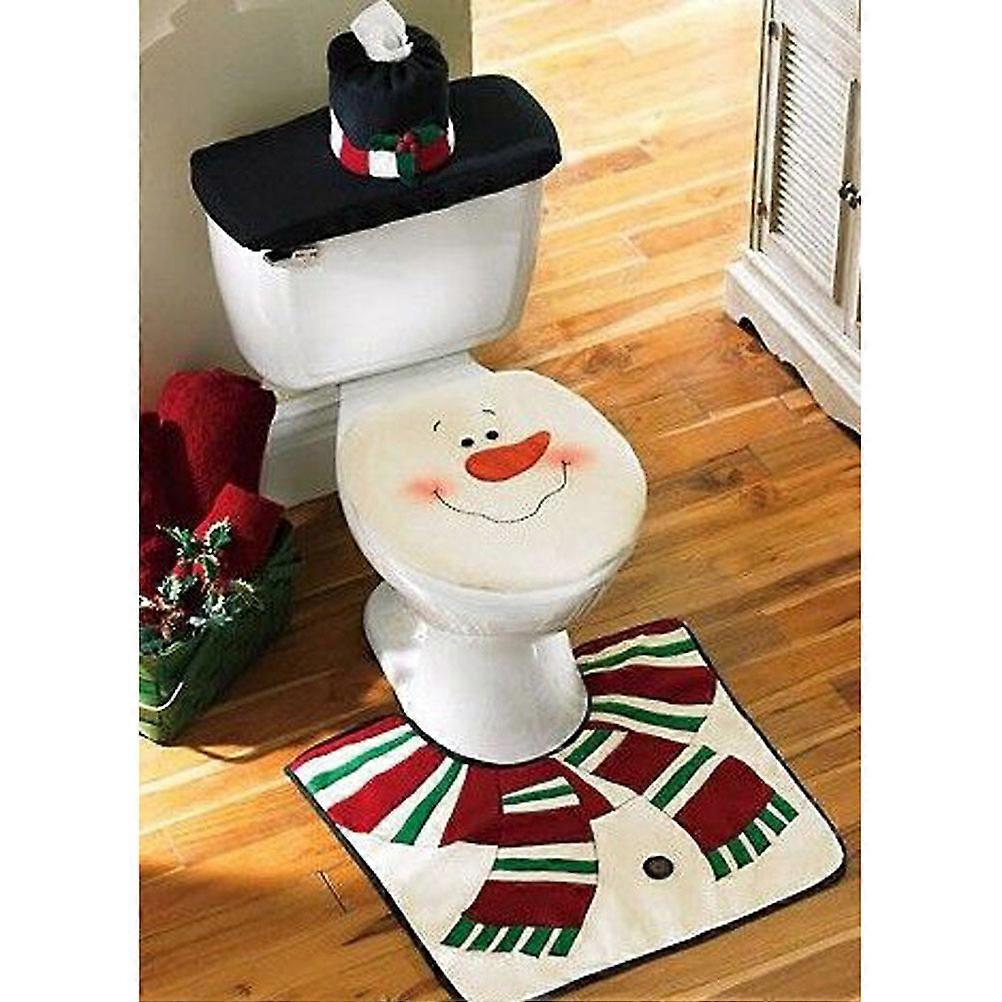 Stitched Christmas Mat Collection -shaped Carpet and 2-in-1 Tank Lid Cover